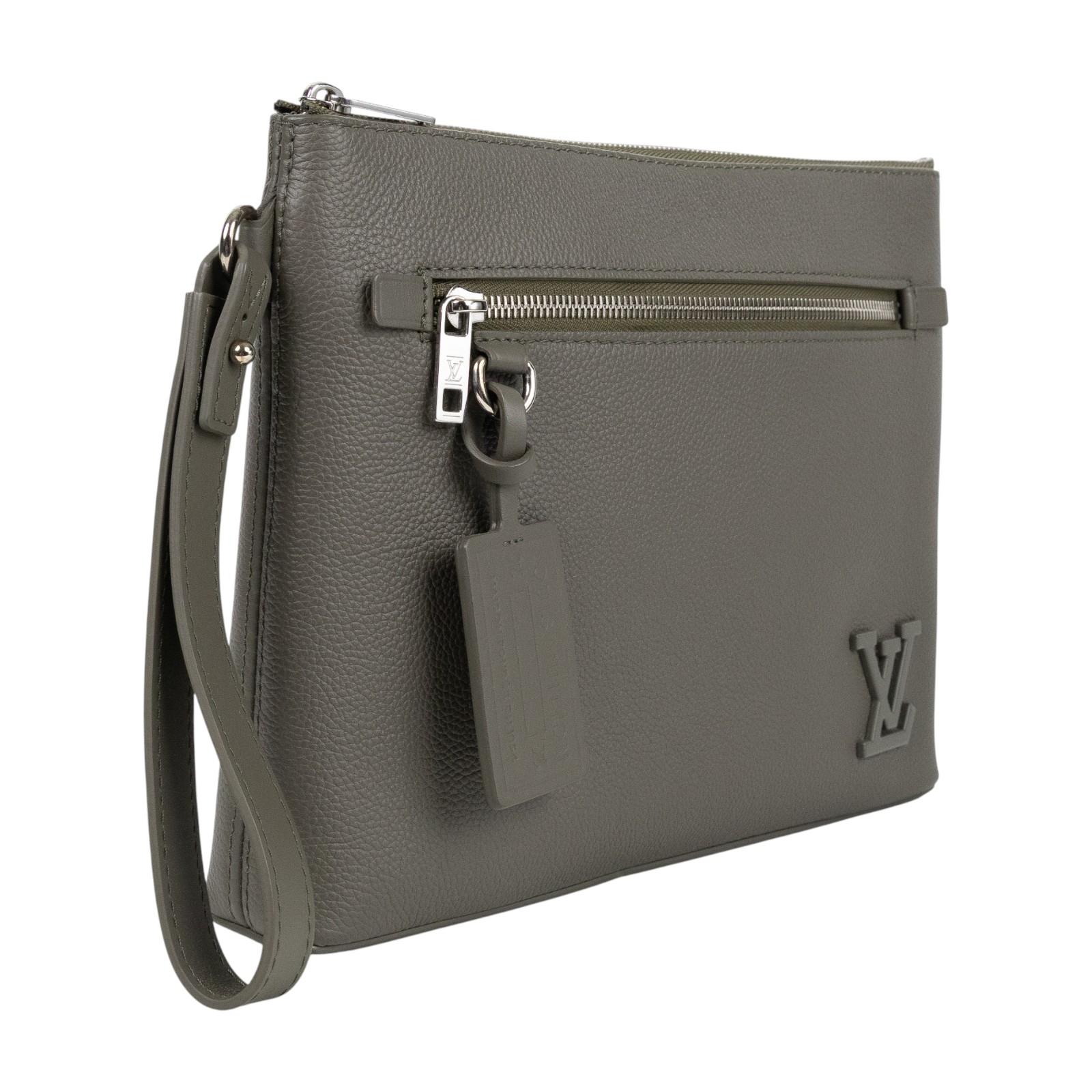 路易威登 LOUIS VUITTON Takeoff 隨身包 手拿包 小牛皮 M69837 晶片款 墨綠TAKEOFF 手拿包 防塵袋