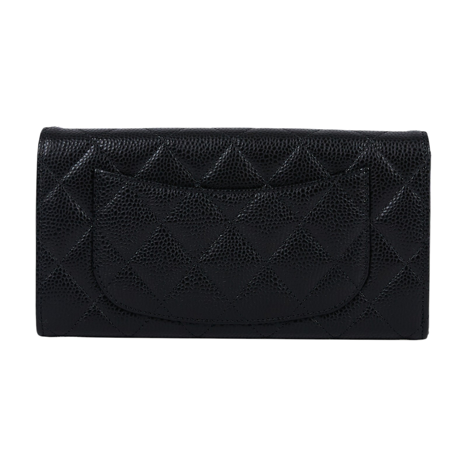 香奈兒 CHANEL 荔枝皮 扣式 翻蓋 二折長夾 AP0241 晶片款 黑金荔枝長夾 無附屬品