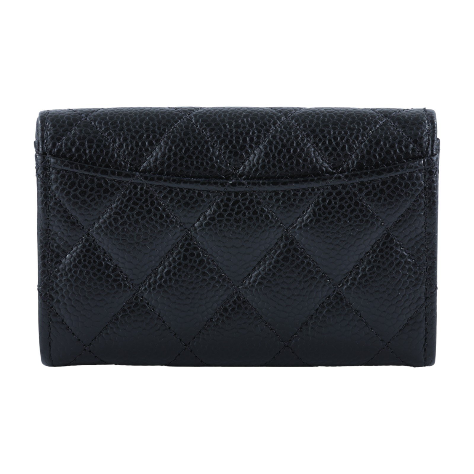 香奈兒 CHANEL 經典口蓋卡片夾 AP0214 31開黑金荔枝單層卡包 原廠盒子/防塵袋/保證卡