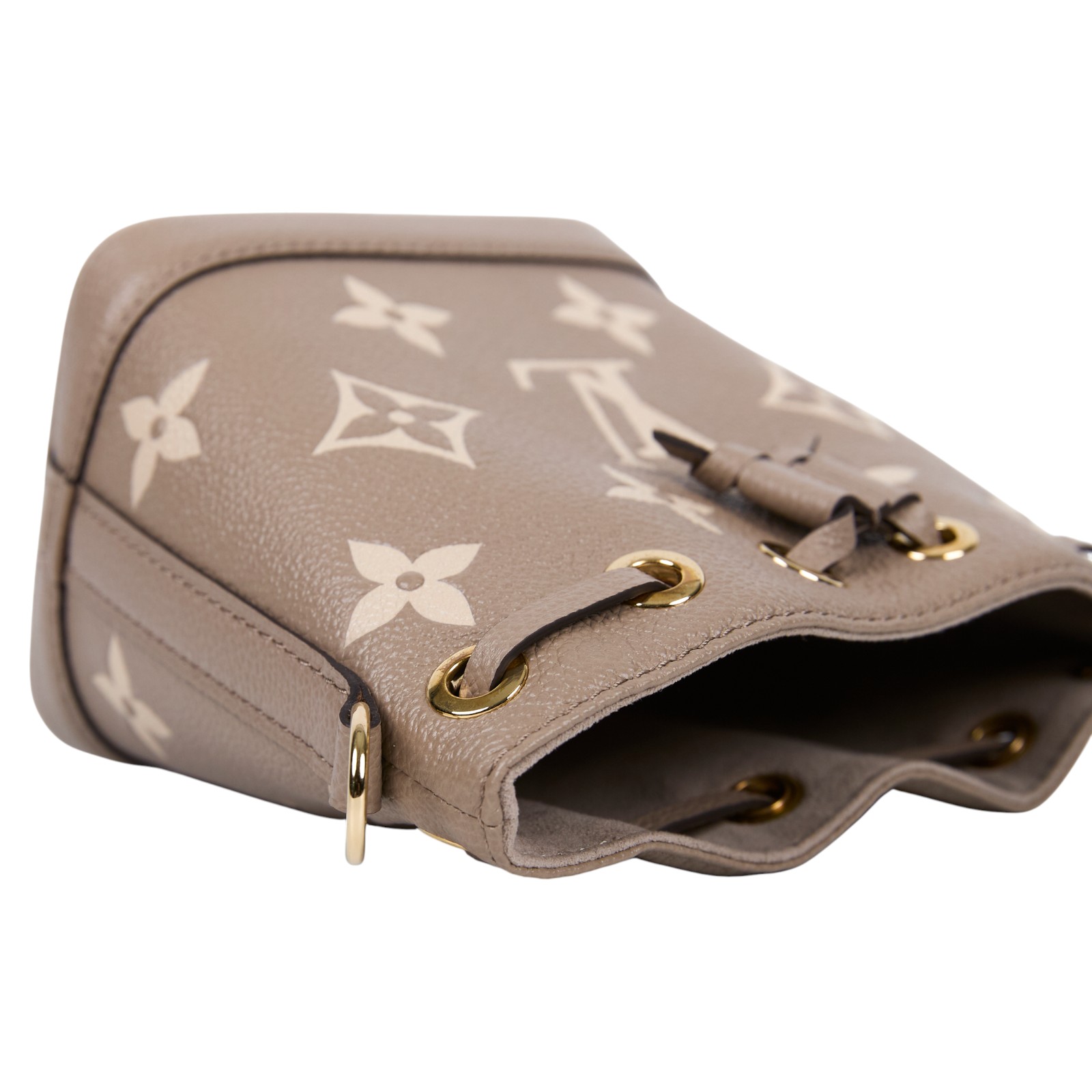 路易威登 LOUIS VUITTON Nano Noé 束口水桶包 Tourterelle 灰色 Cream色 M46291 晶片款  背帶