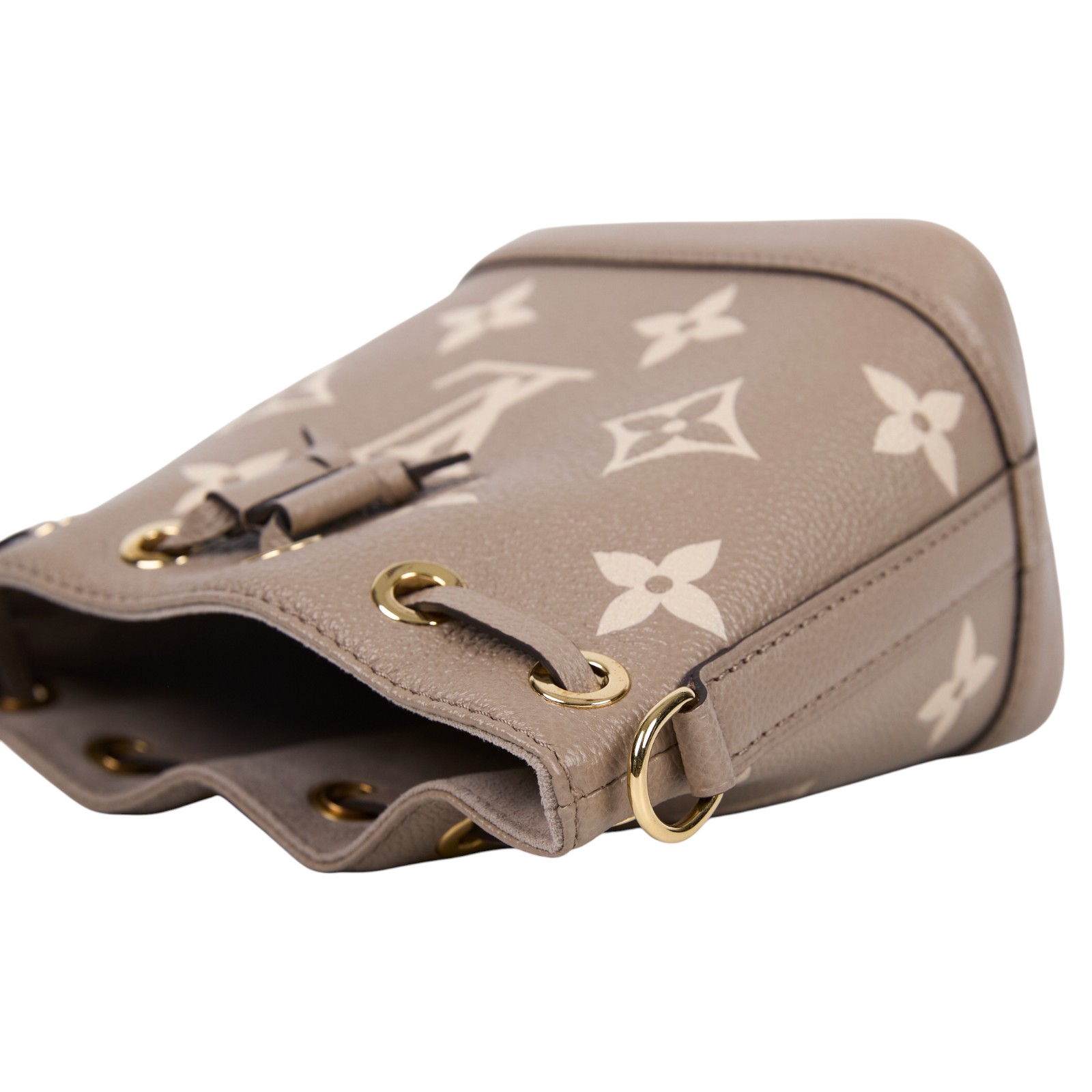 路易威登 LOUIS VUITTON Nano Noé 束口水桶包 Tourterelle 灰色 Cream色 M46291 晶片款  背帶