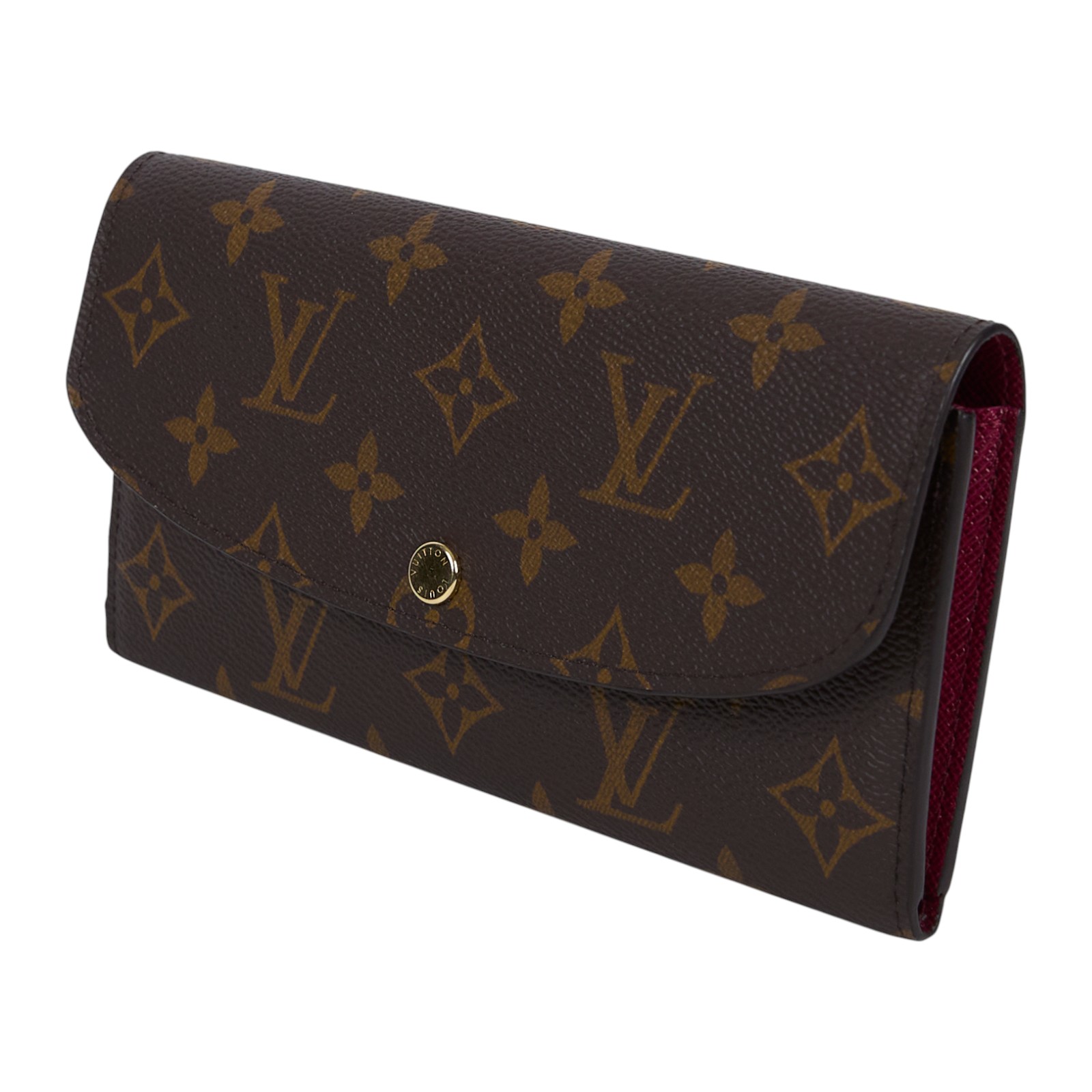 路易威登 LOUIS VUITTON Emilie 長夾 經典帆布 紫紅色 M60697 晶片款 原花紫紅EMILIE長夾 原廠盒子/防塵袋