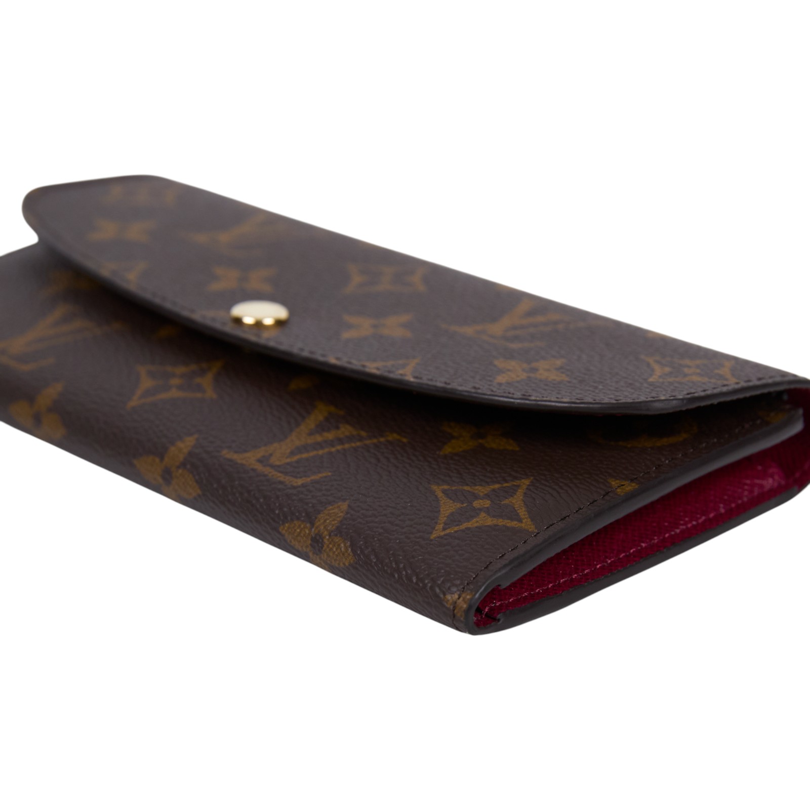 路易威登 LOUIS VUITTON Emilie 長夾 經典帆布 紫紅色 M60697 晶片款 原花紫紅EMILIE長夾 原廠盒子/防塵袋