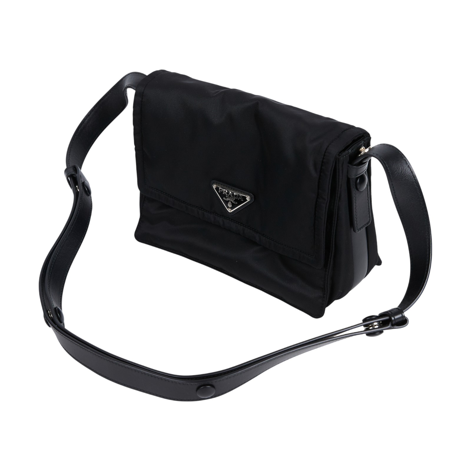 普拉達 PRADA Re-Nylon 小號 夾棉 肩背袋 1BD313_RDLN 黑尼龍郵差方包 防塵袋