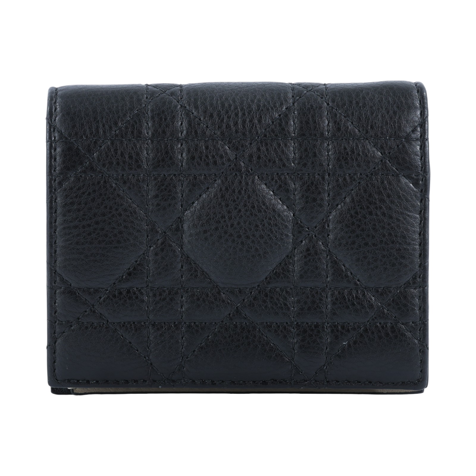 迪奧 CHRISTIAN DIOR Caro Saffron 迷你 錢包 短夾 S5137URXU 黑拚沙色CARO對折短夾 原廠盒子/防塵袋