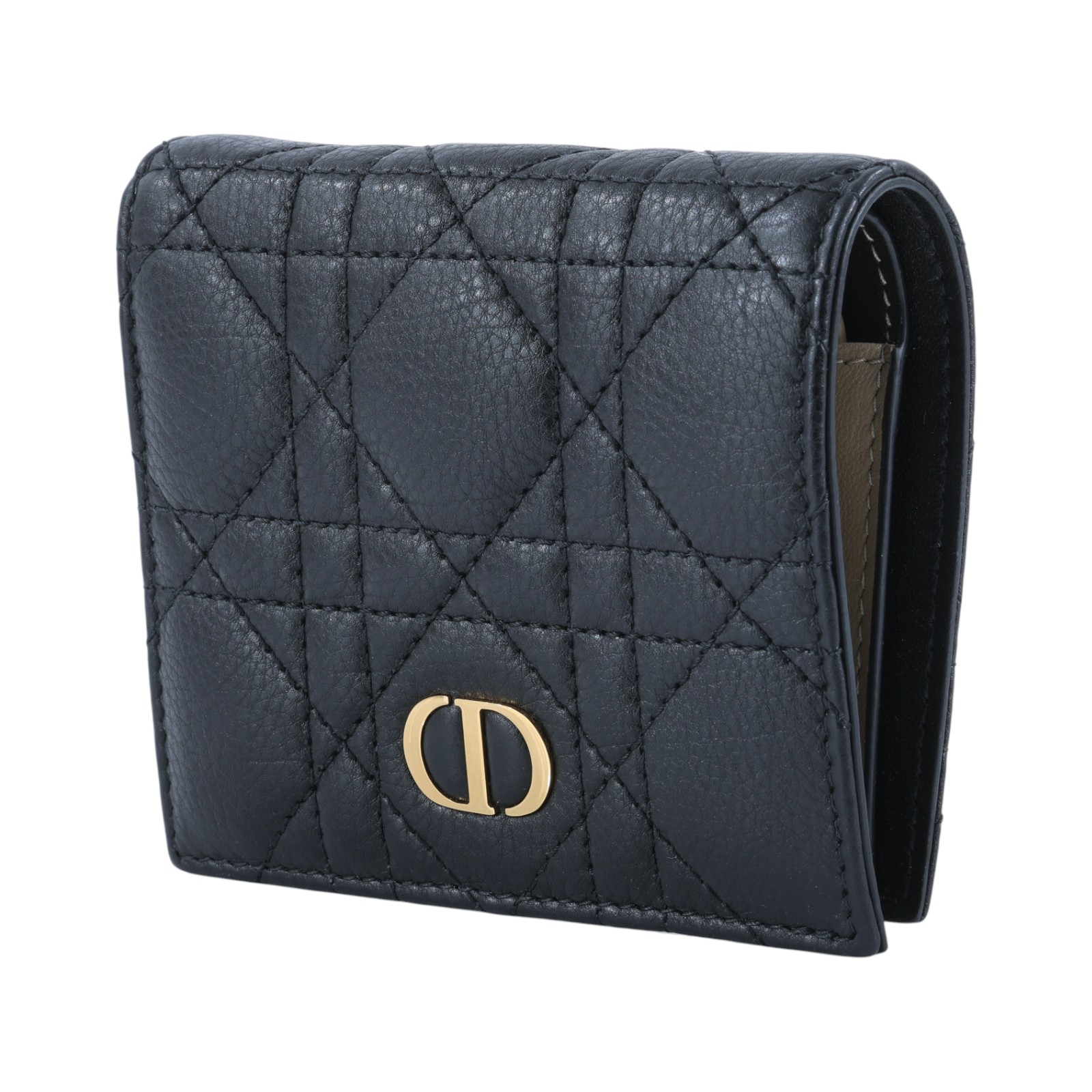 迪奧 CHRISTIAN DIOR Caro Saffron 迷你 錢包 短夾 S5137URXU 黑拚沙色CARO對折短夾 原廠盒子/防塵袋