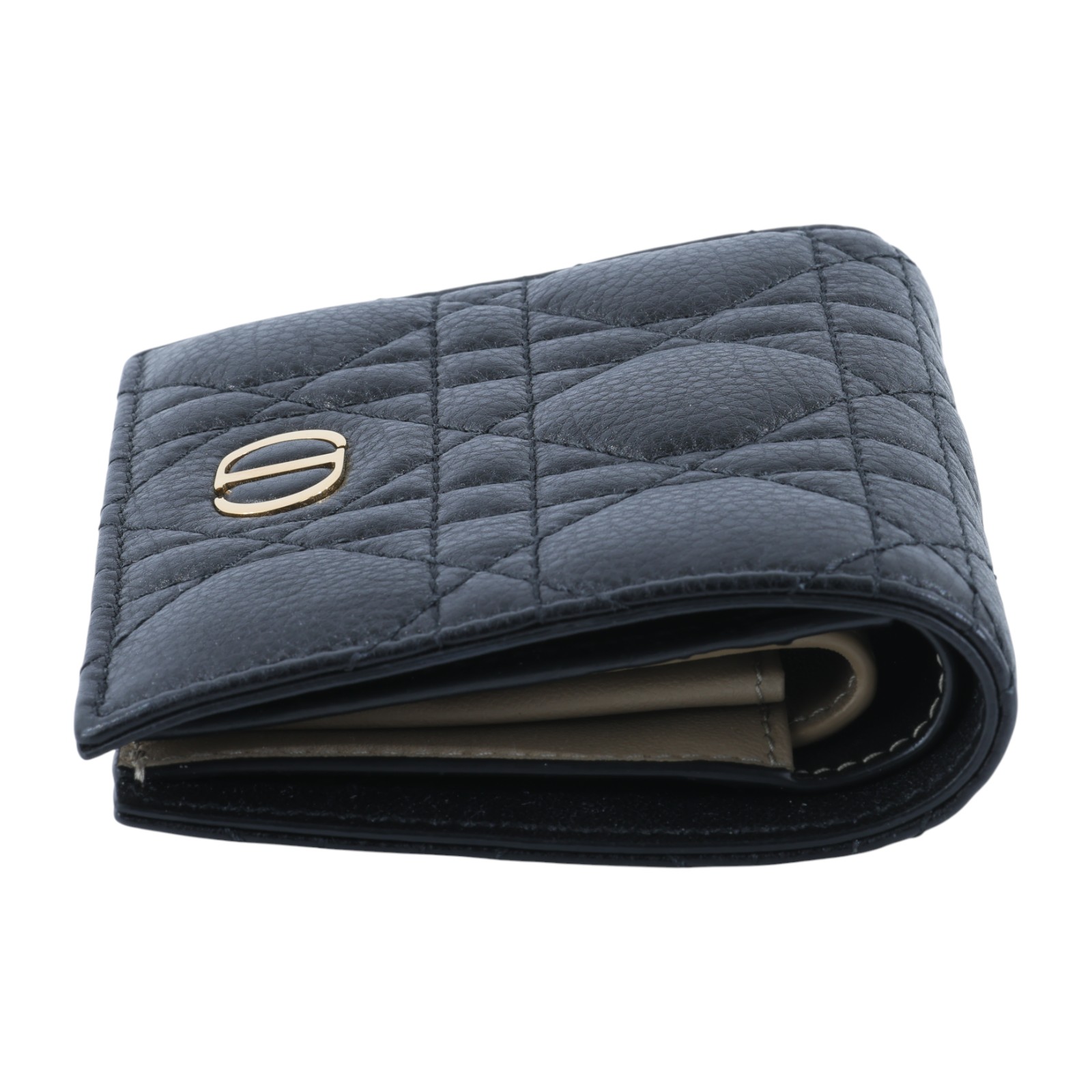 迪奧 CHRISTIAN DIOR Caro Saffron 迷你 錢包 短夾 S5137URXU 黑拚沙色CARO對折短夾 原廠盒子/防塵袋