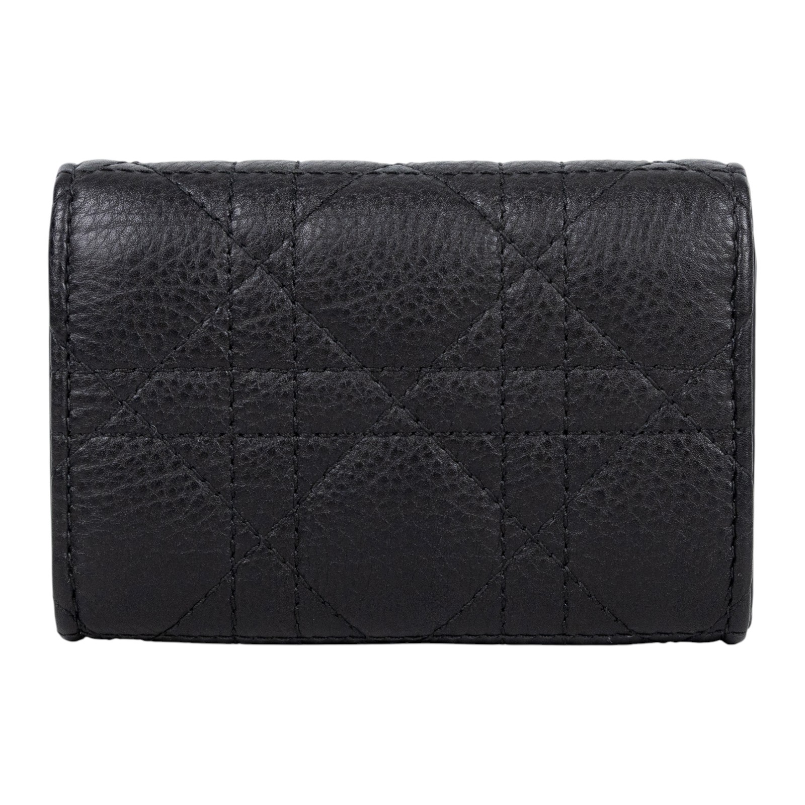 迪奧 CHRISTIAN DIOR Caro Glycine 短夾 錢包 小牛皮 S5132UWHC 黑CARO GLYCINE錢包 無附屬品