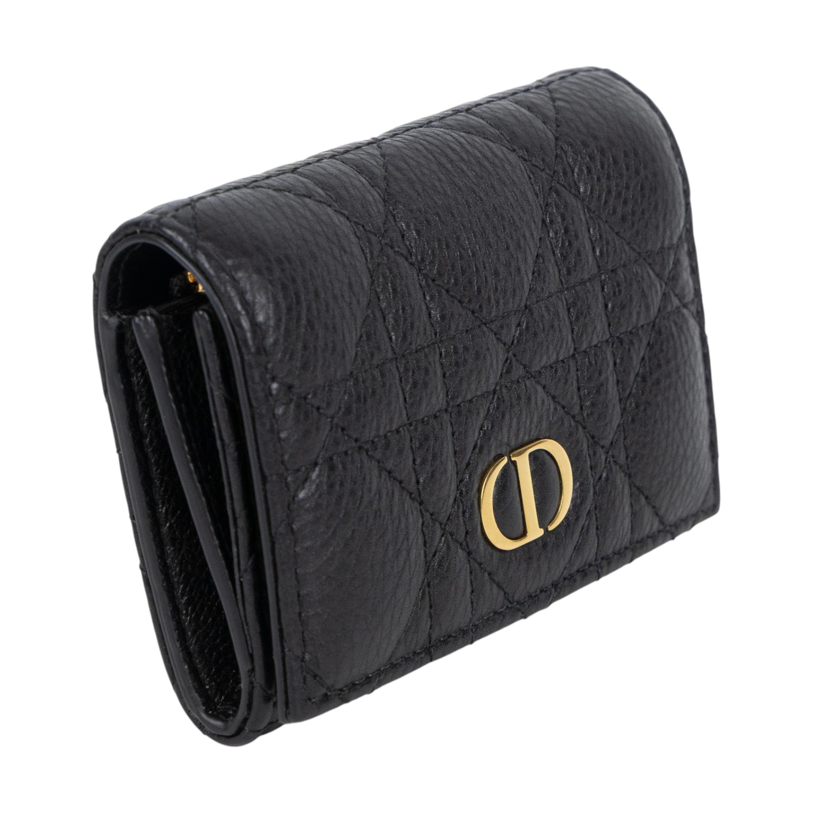 迪奧 CHRISTIAN DIOR Caro Glycine 短夾 錢包 小牛皮 S5132UWHC 黑CARO GLYCINE錢包 無附屬品