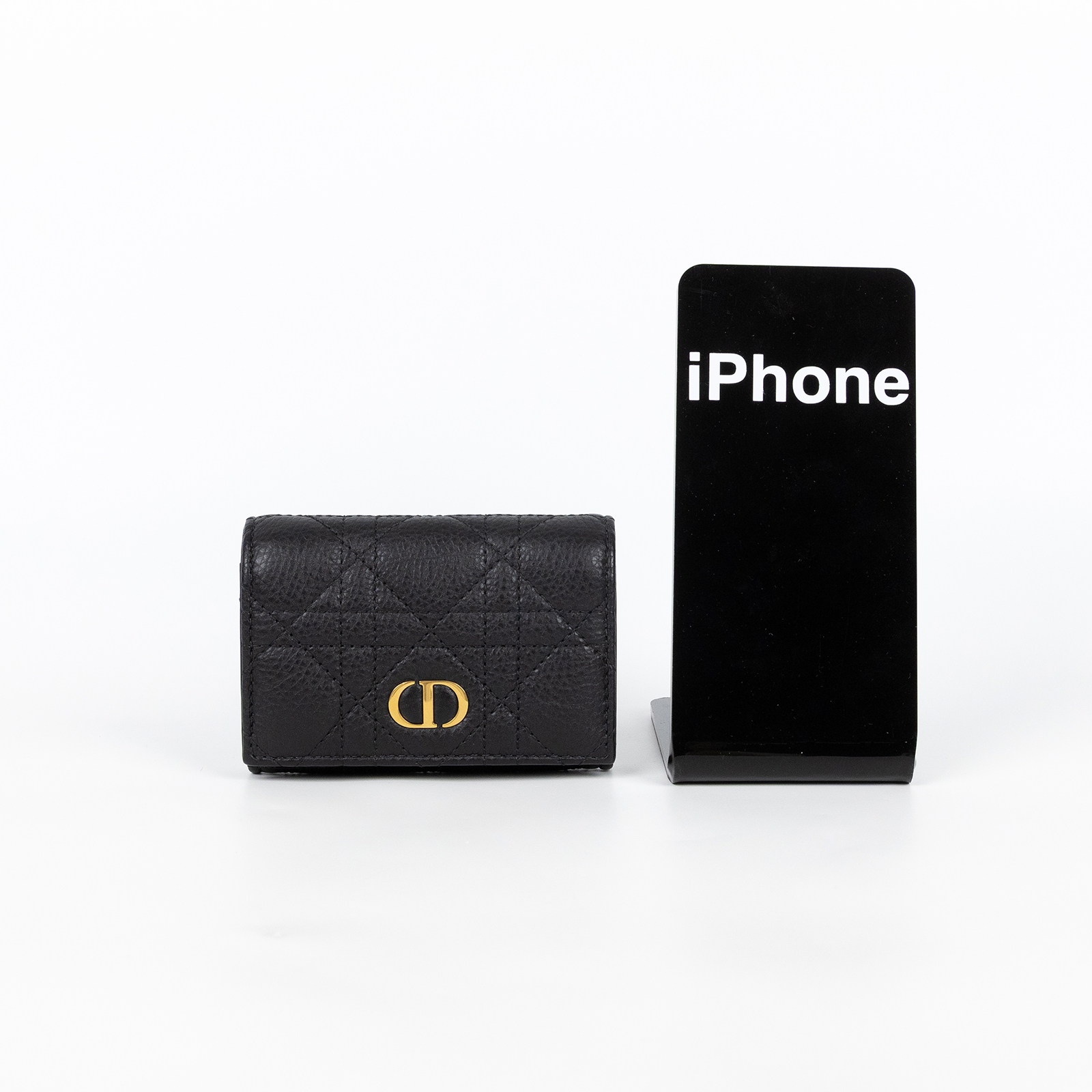 迪奧 CHRISTIAN DIOR Caro Glycine 短夾 錢包 小牛皮 S5132UWHC 黑CARO GLYCINE錢包 無附屬品