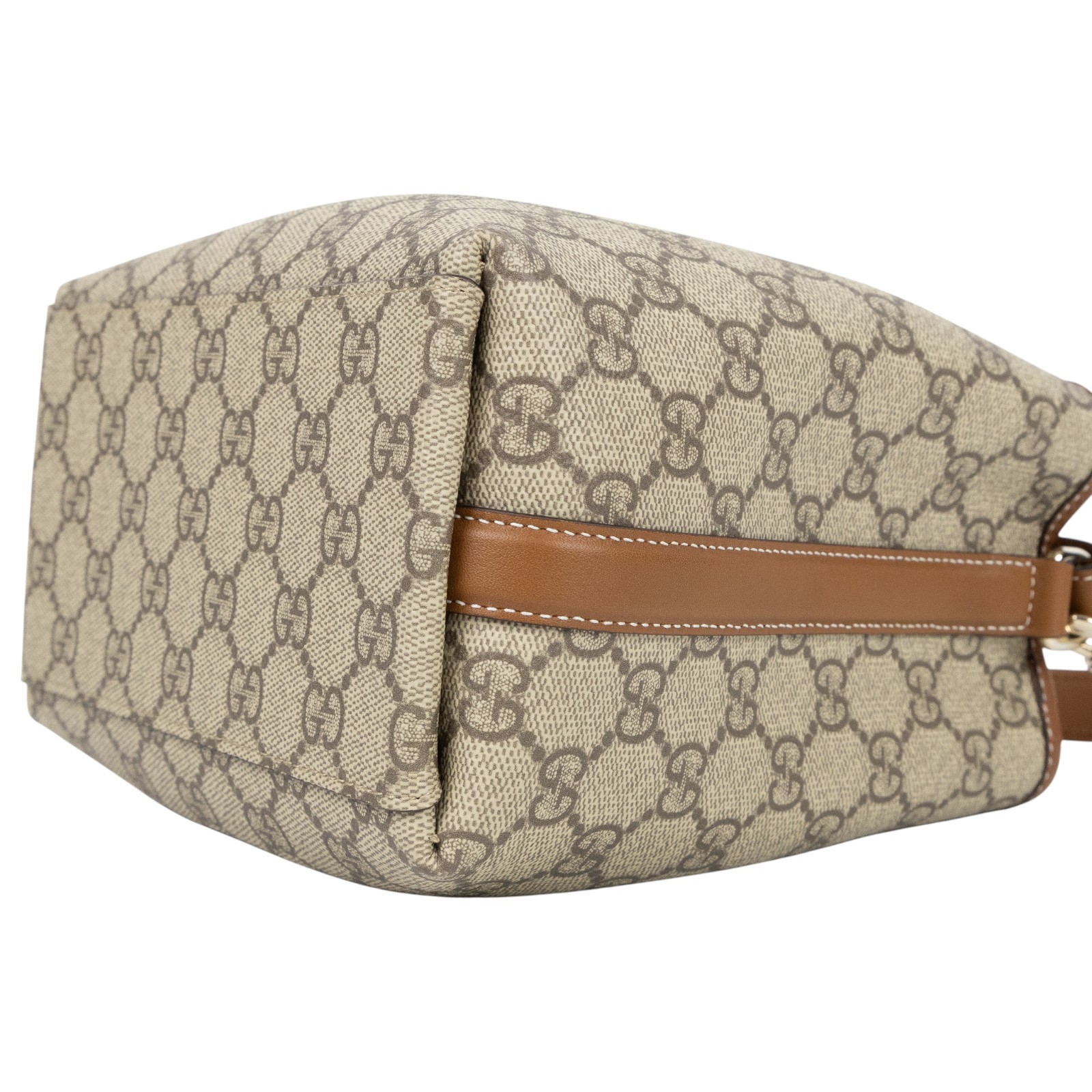 古馳 GUCCI GG Emblem 小型 手提 水桶包 815118 FAD6L 棕拚GG紋EMBLEM水桶包 小號 無附屬品