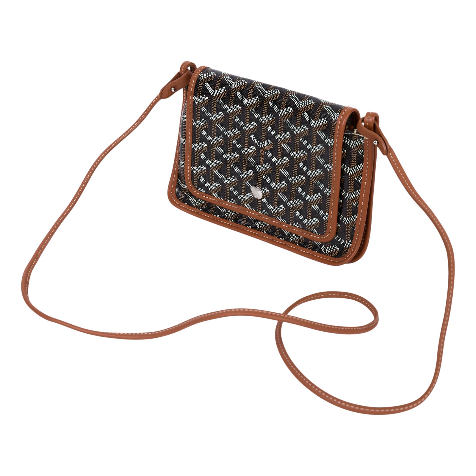 高雅德 GOYARD Plumet Pocket Wallet 肩背 隨身錢包 PLUMETPMLTY 焦糖拚黑PLUMET 無附屬品