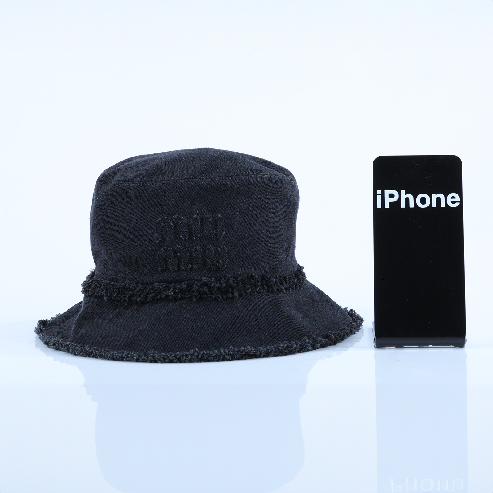 繆繆 MIU MIU 牛仔布 水桶帽 5HC196_2CL4_S 黑牛仔漁夫帽#S 原廠盒子/防塵袋/購買證明正本