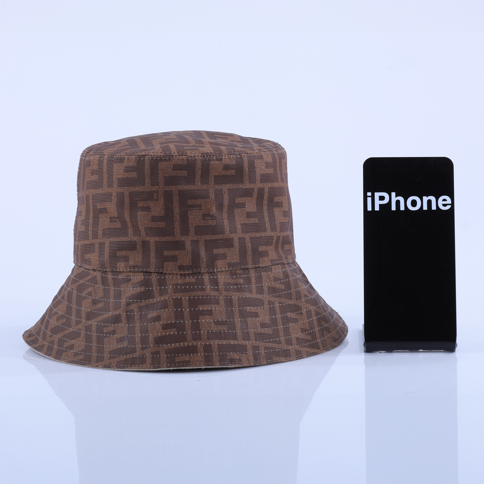 芬迪 FENDI FF提花 布質 棒球帽 FXQ200A2NP_S 咖FF雙面漁夫帽#S 防塵袋