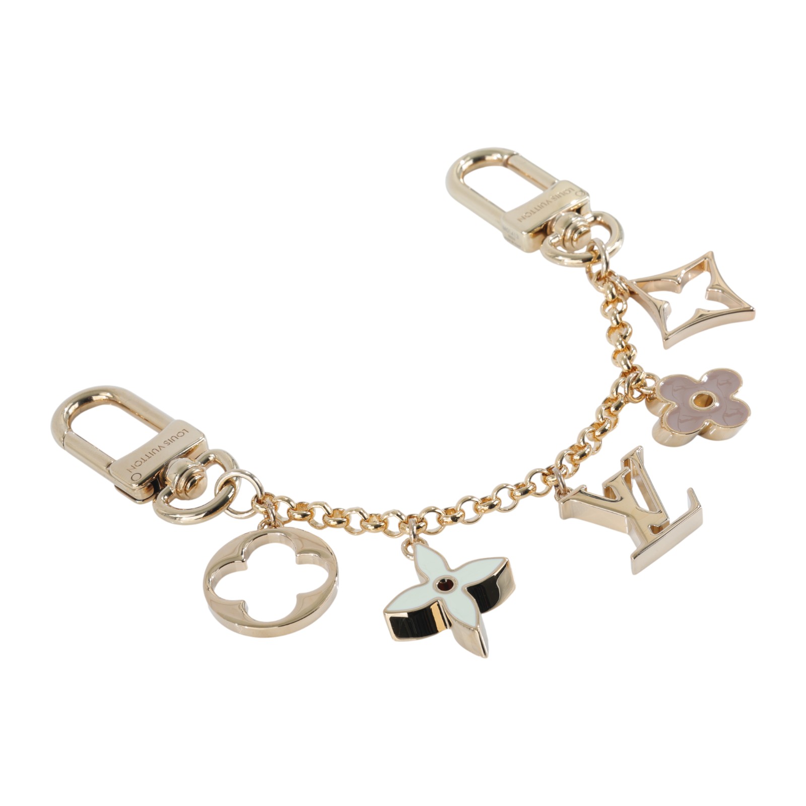 路易威登 LOUIS VUITTON Fleur de Monogram 包包鏈帶 吊飾 包掛 M01413  購買證明影本