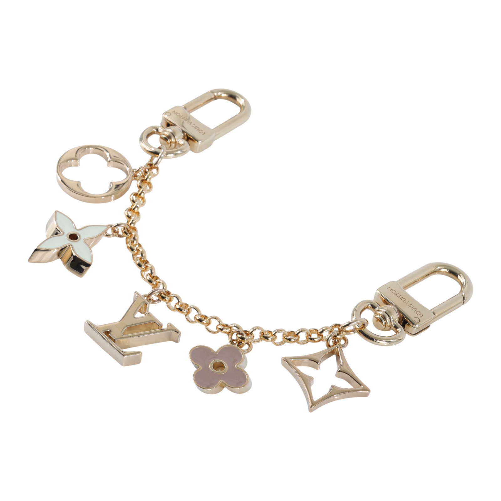 路易威登 LOUIS VUITTON Fleur de Monogram 包包鏈帶 吊飾 包掛 M01413  購買證明影本