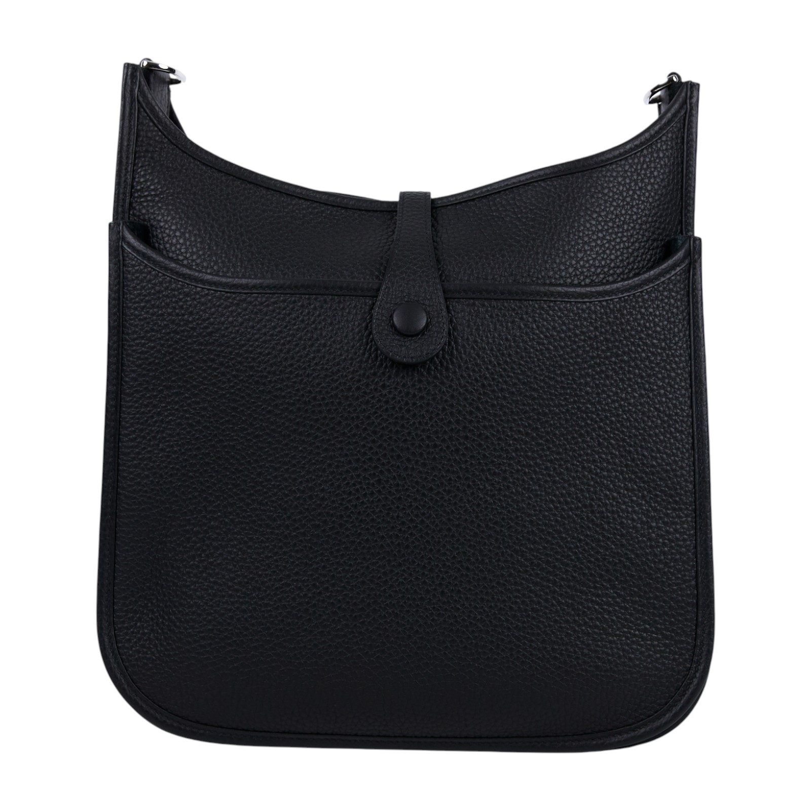 愛馬仕 Hermes Evelyne Bag 伊芙琳包 29 馬蹄型 銀色五金 黑色 H056277CK89 /W ID 007 CF  原廠盒子/防塵袋/背帶/購買證明正本