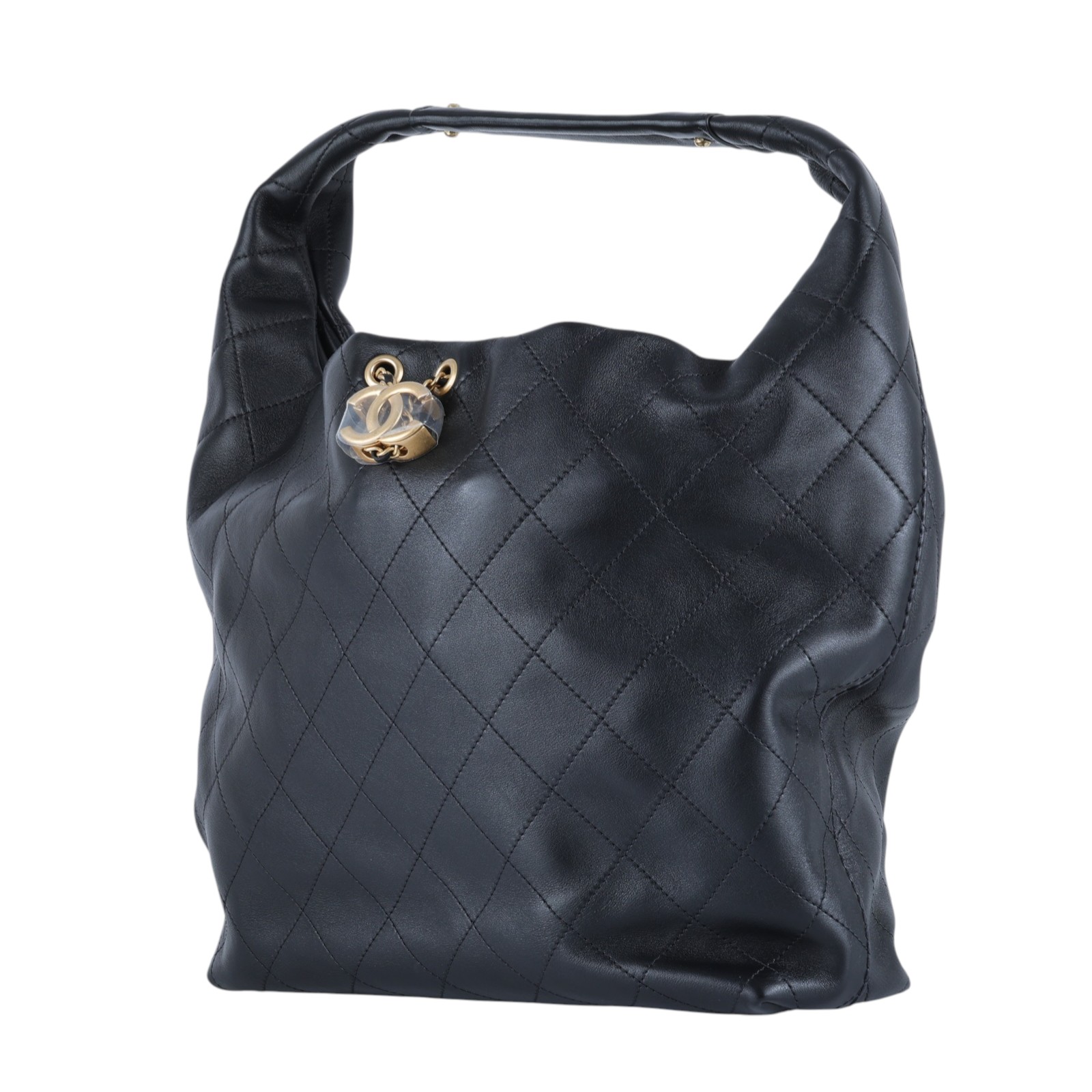 香奈兒 CHANEL CC LOGO HOBO 手提包 肩背包 流浪包 AS5967 B22897 晶片款 黑金HOBO 防塵袋/購買證明正本