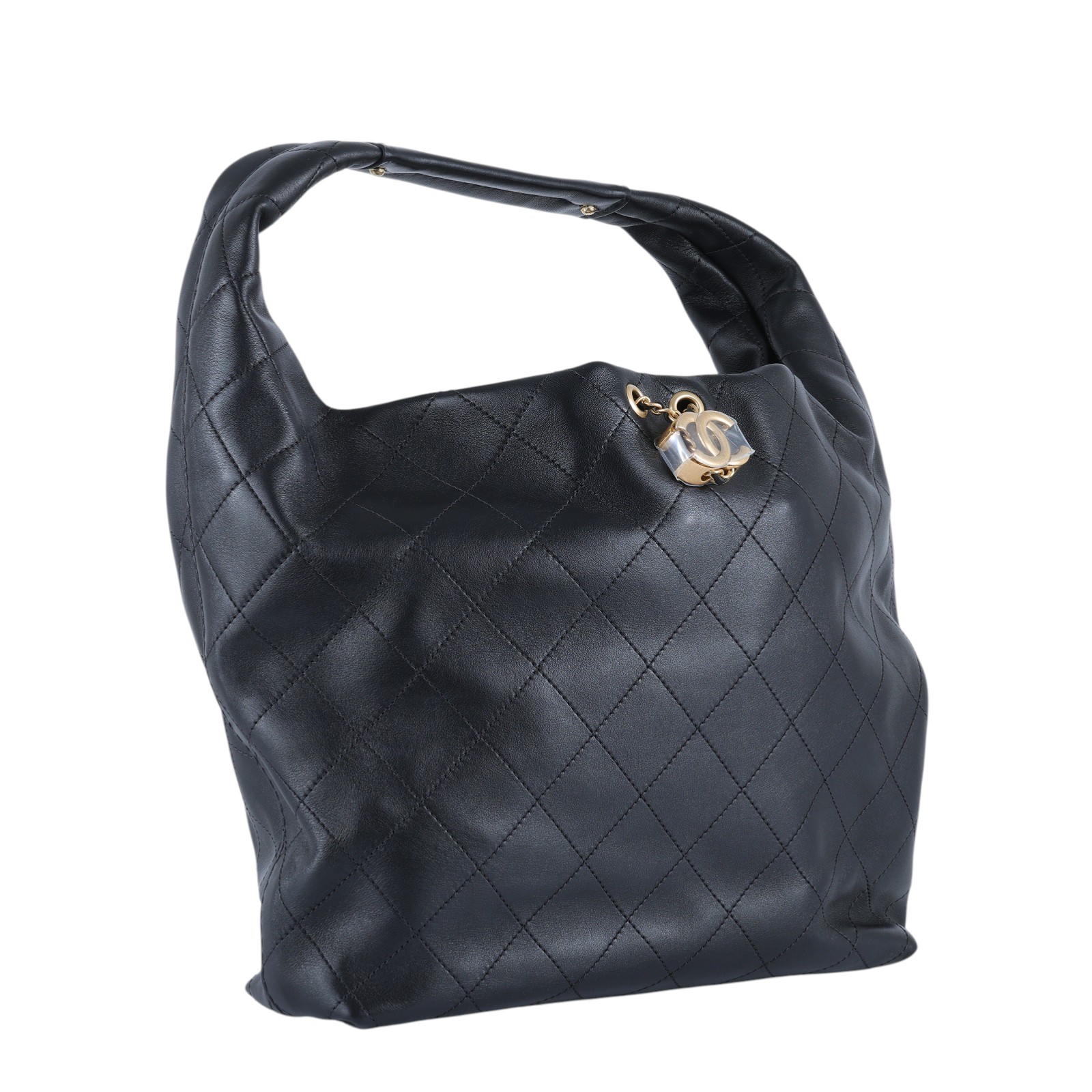香奈兒 CHANEL CC LOGO HOBO 手提包 肩背包 流浪包 AS5967 B22897 晶片款 黑金HOBO 防塵袋/購買證明正本