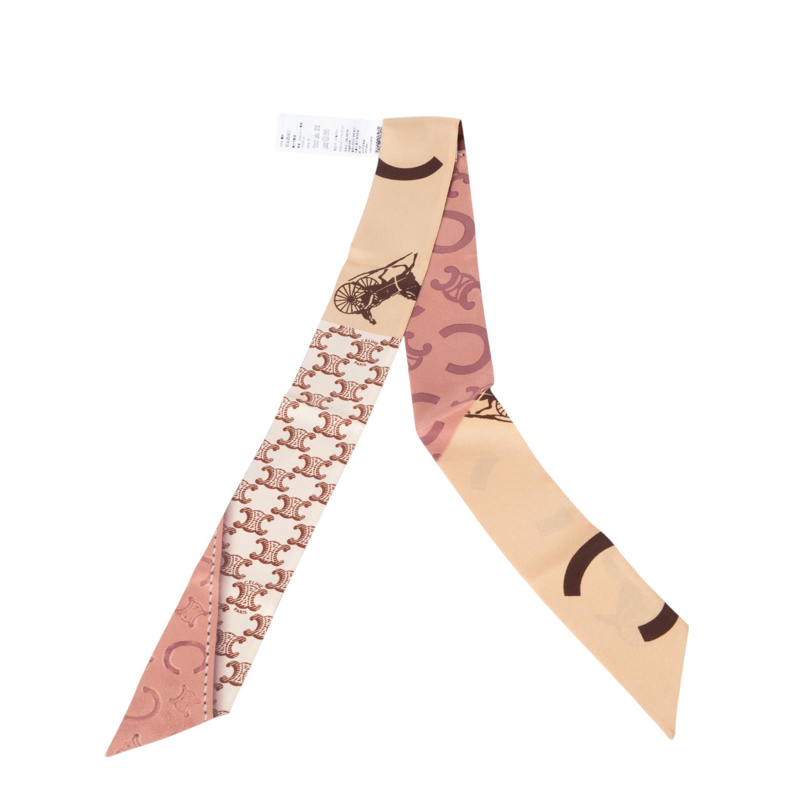 思琳 CELINE 印花桑蠶絲斜紋布 AA0A62W91 粉膚凱旋門/馬車印花TWILL 原廠盒子