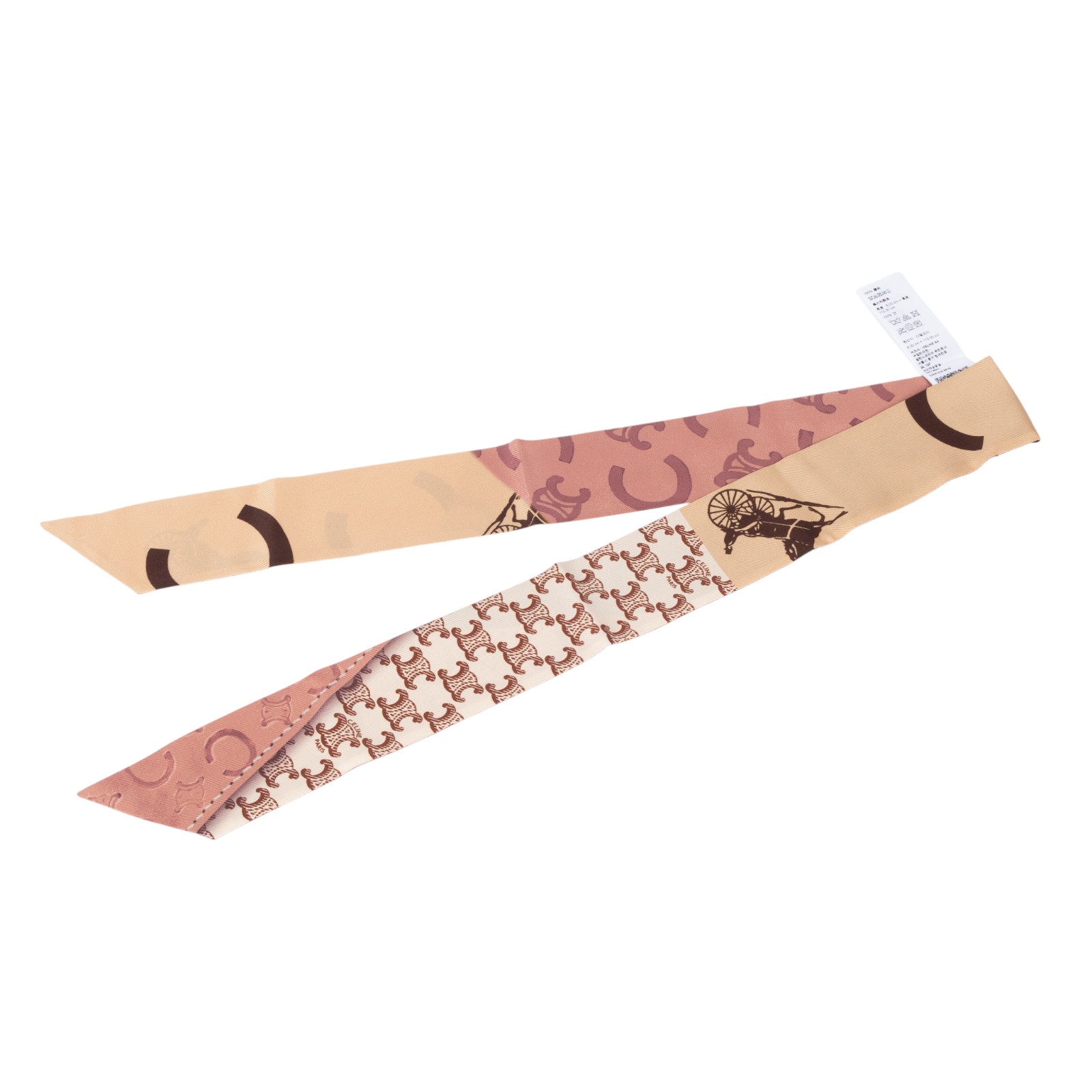 思琳 CELINE 印花桑蠶絲斜紋布 AA0A62W91 粉膚凱旋門/馬車印花TWILL 原廠盒子