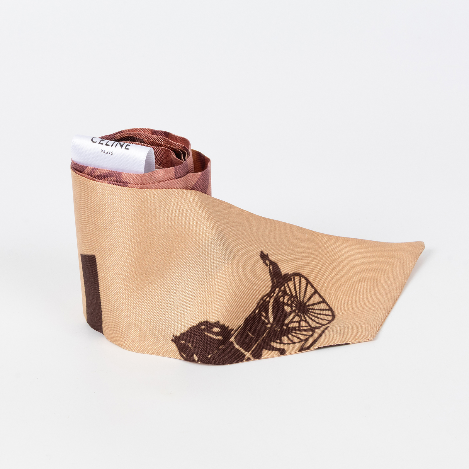 思琳 CELINE 印花桑蠶絲斜紋布 AA0A62W91 粉膚凱旋門/馬車印花TWILL 原廠盒子