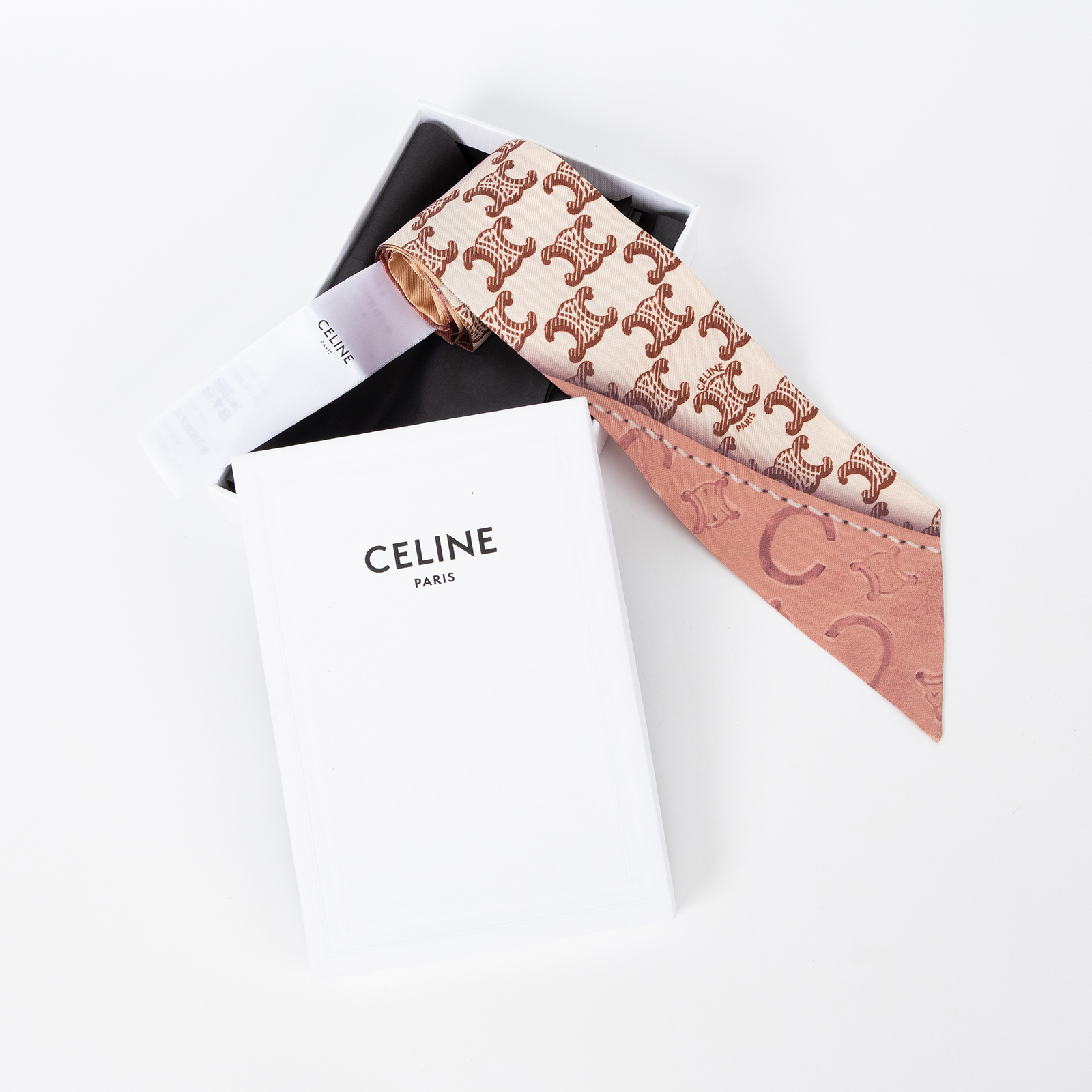 思琳 CELINE 印花桑蠶絲斜紋布 AA0A62W91 粉膚凱旋門/馬車印花TWILL 原廠盒子