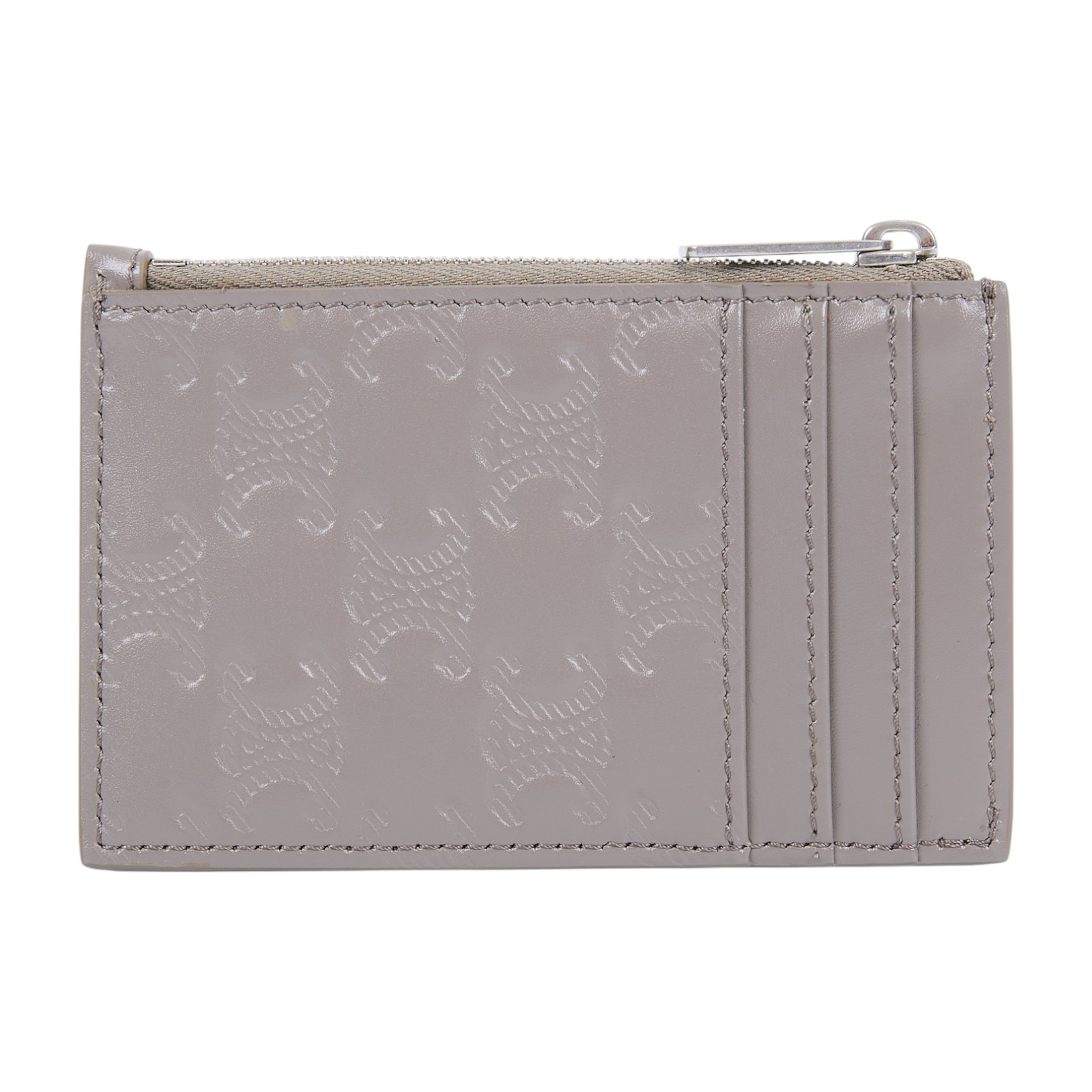 思琳 CELINE Triomphe 拉鍊 卡包 10F993FQD 藕灰凱旋門壓紋卡包 原廠盒子/防塵袋