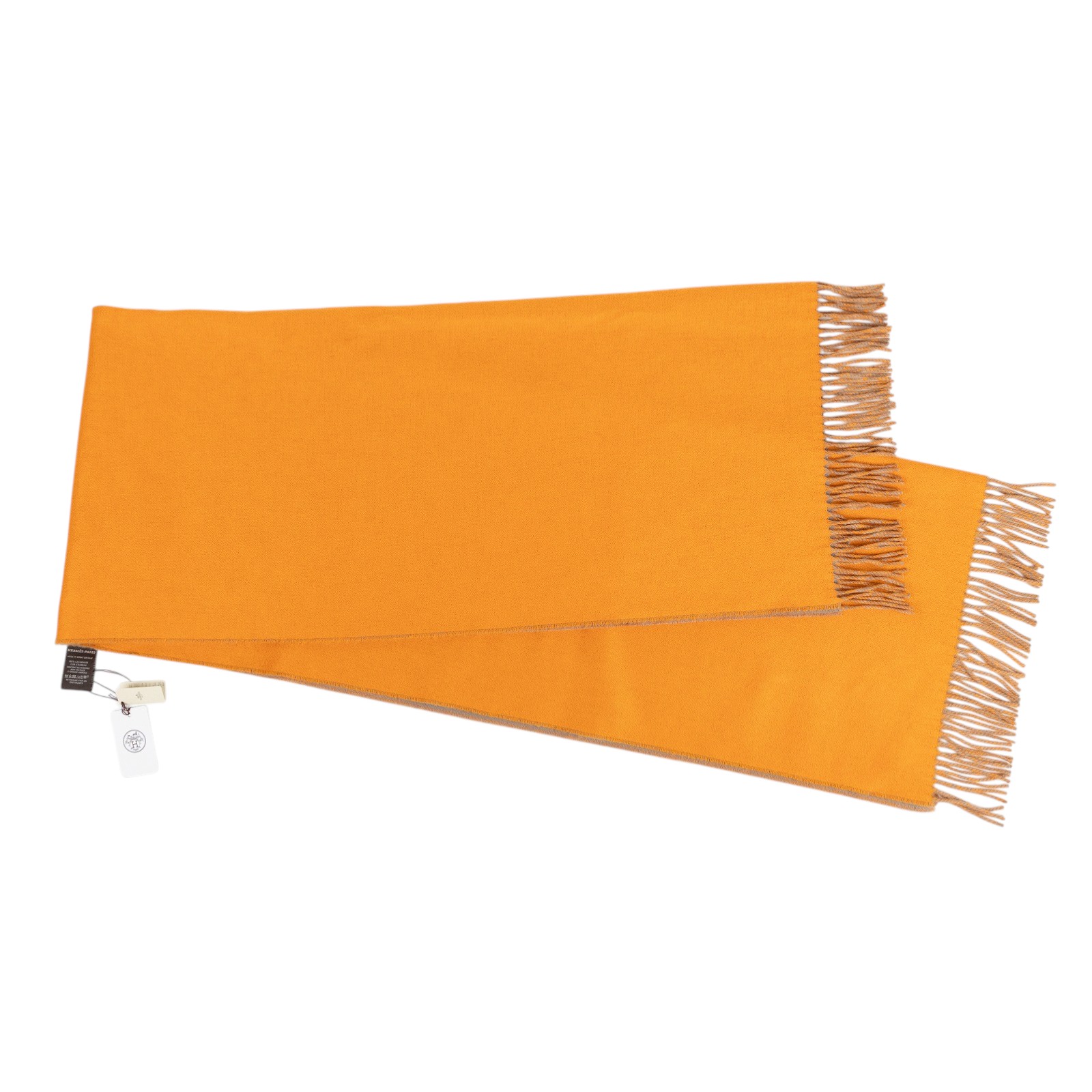 愛馬仕 Hermes 喀什米爾羊毛 圍巾 披肩 H259130S  卡其/橘喀什米爾圍巾 原廠盒子