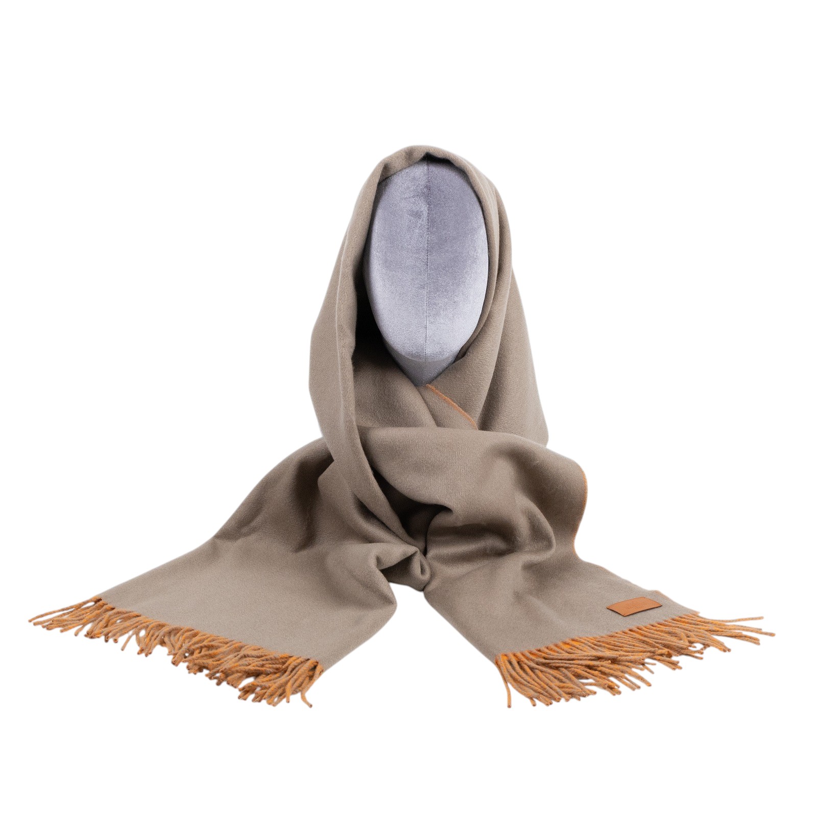 愛馬仕 Hermes 喀什米爾羊毛 圍巾 披肩 H259130S  卡其/橘喀什米爾圍巾 原廠盒子