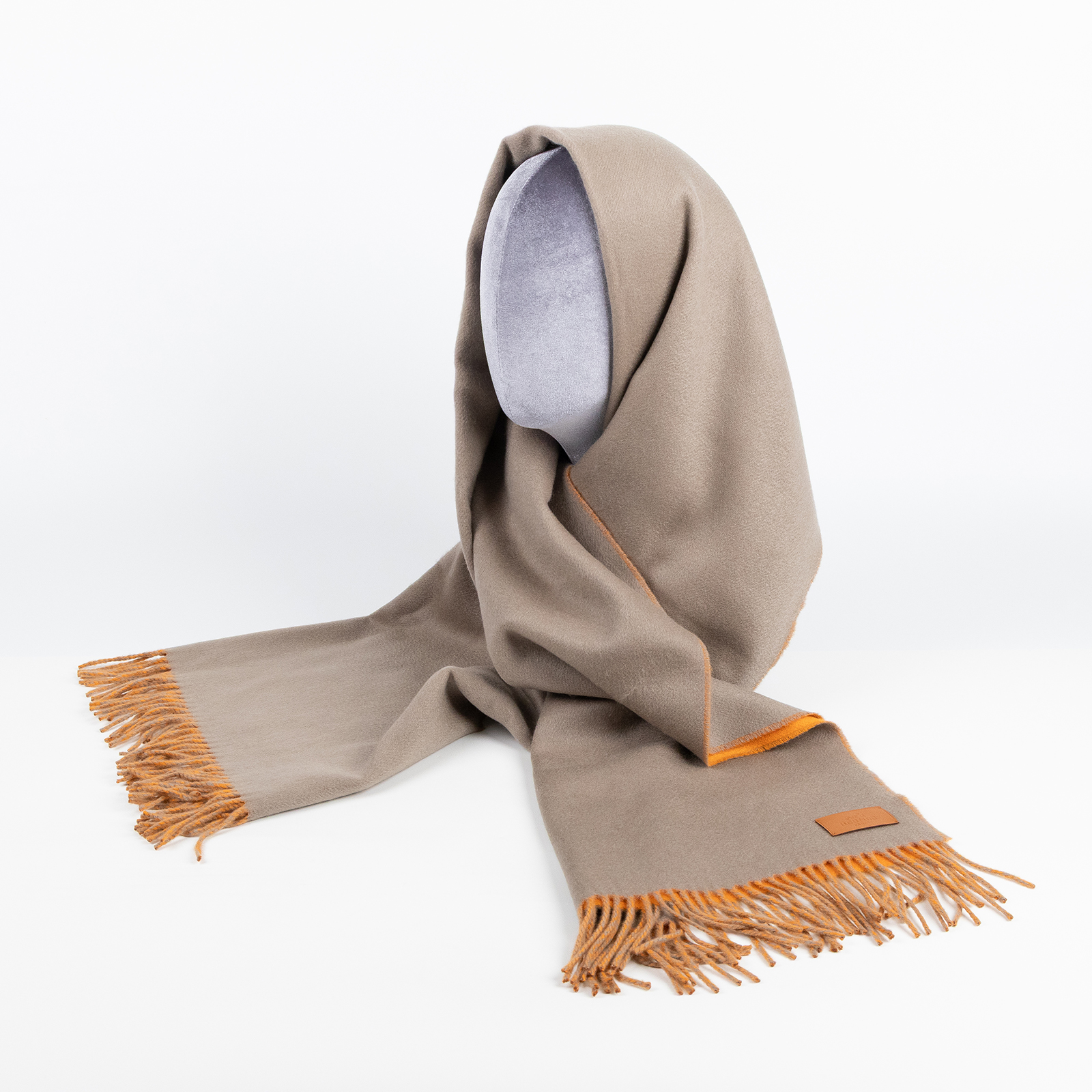 愛馬仕 Hermes 喀什米爾羊毛 圍巾 披肩 H259130S  卡其/橘喀什米爾圍巾 原廠盒子