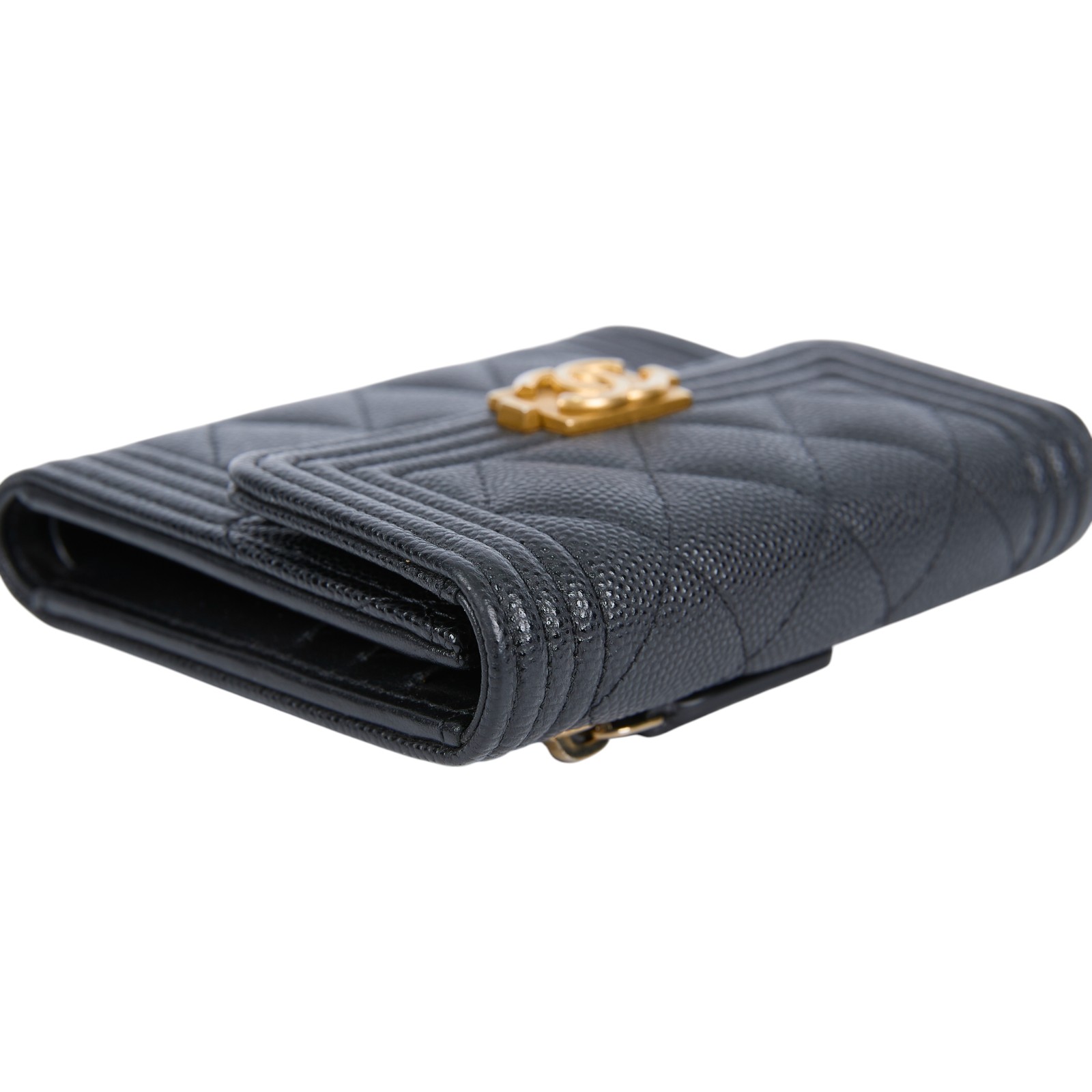 香奈兒 CHANEL Boy 錢包 短夾 A80734 31開黑金荔枝BOY 三折短夾 原廠盒子/防塵袋/保證卡