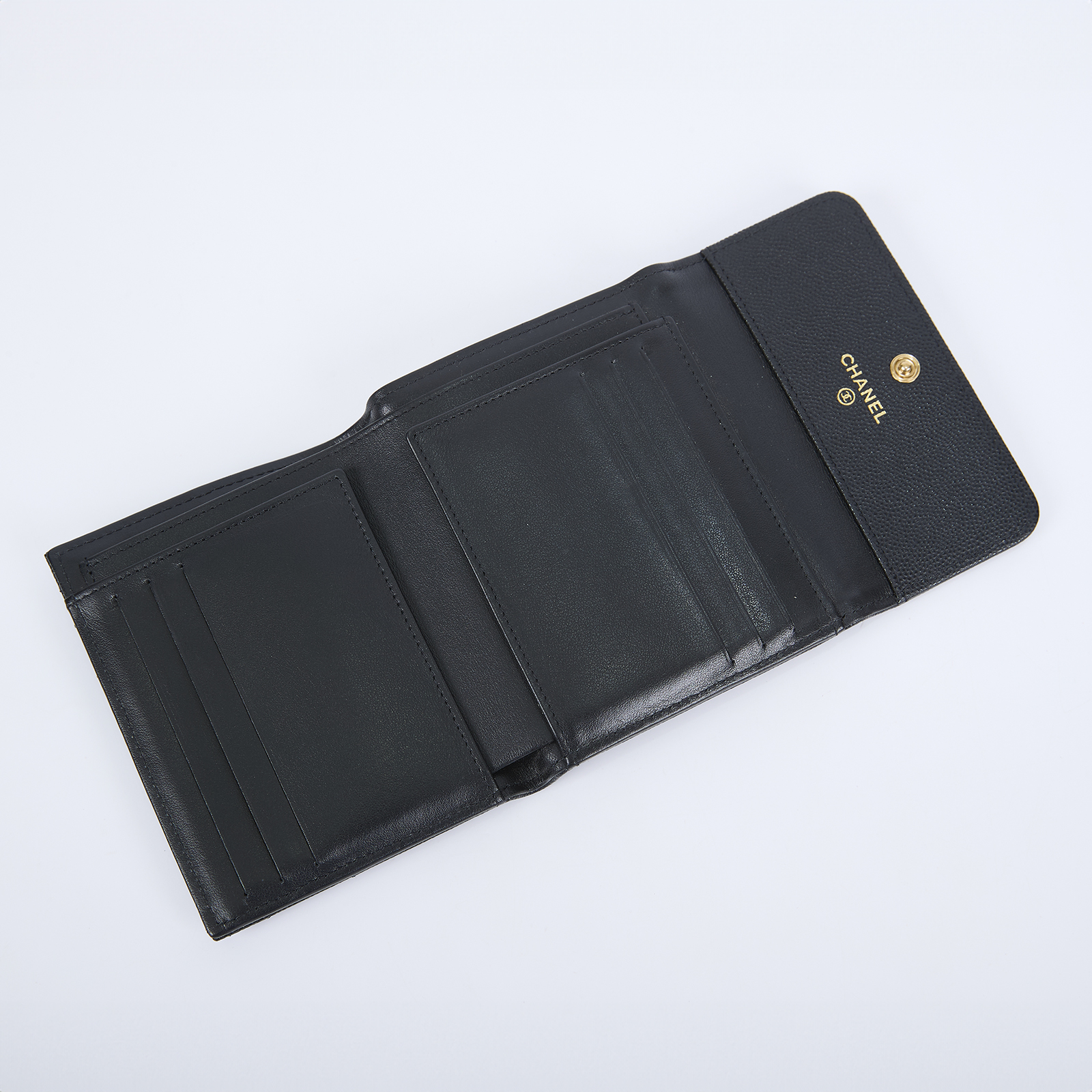 香奈兒 CHANEL Boy 錢包 短夾 A80734 31開黑金荔枝BOY 三折短夾 原廠盒子/防塵袋/保證卡