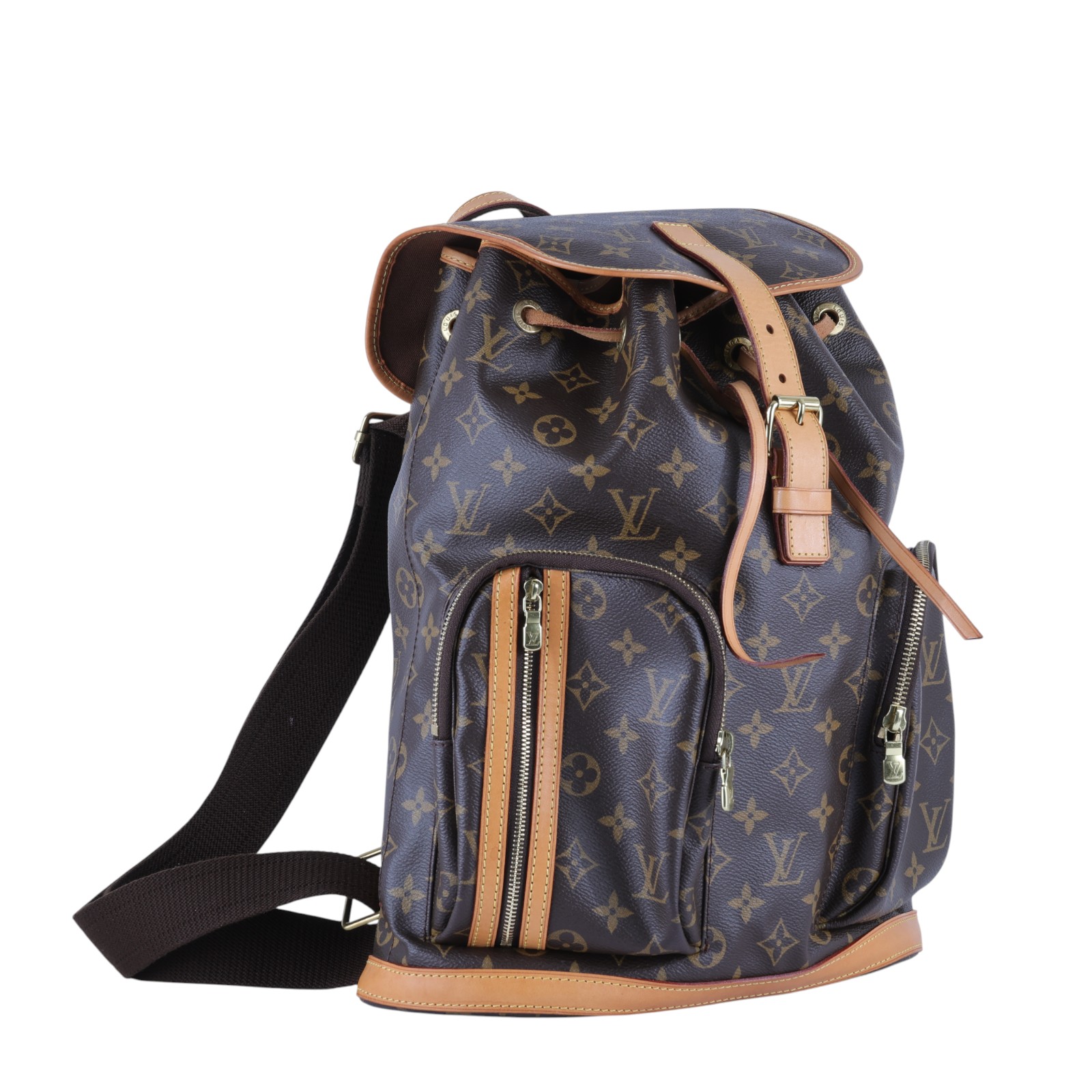 路易威登 LOUIS VUITTON Bosphore 後背包 經典帆布 M40107 原花掀蓋束口後背包 樂天購買證明