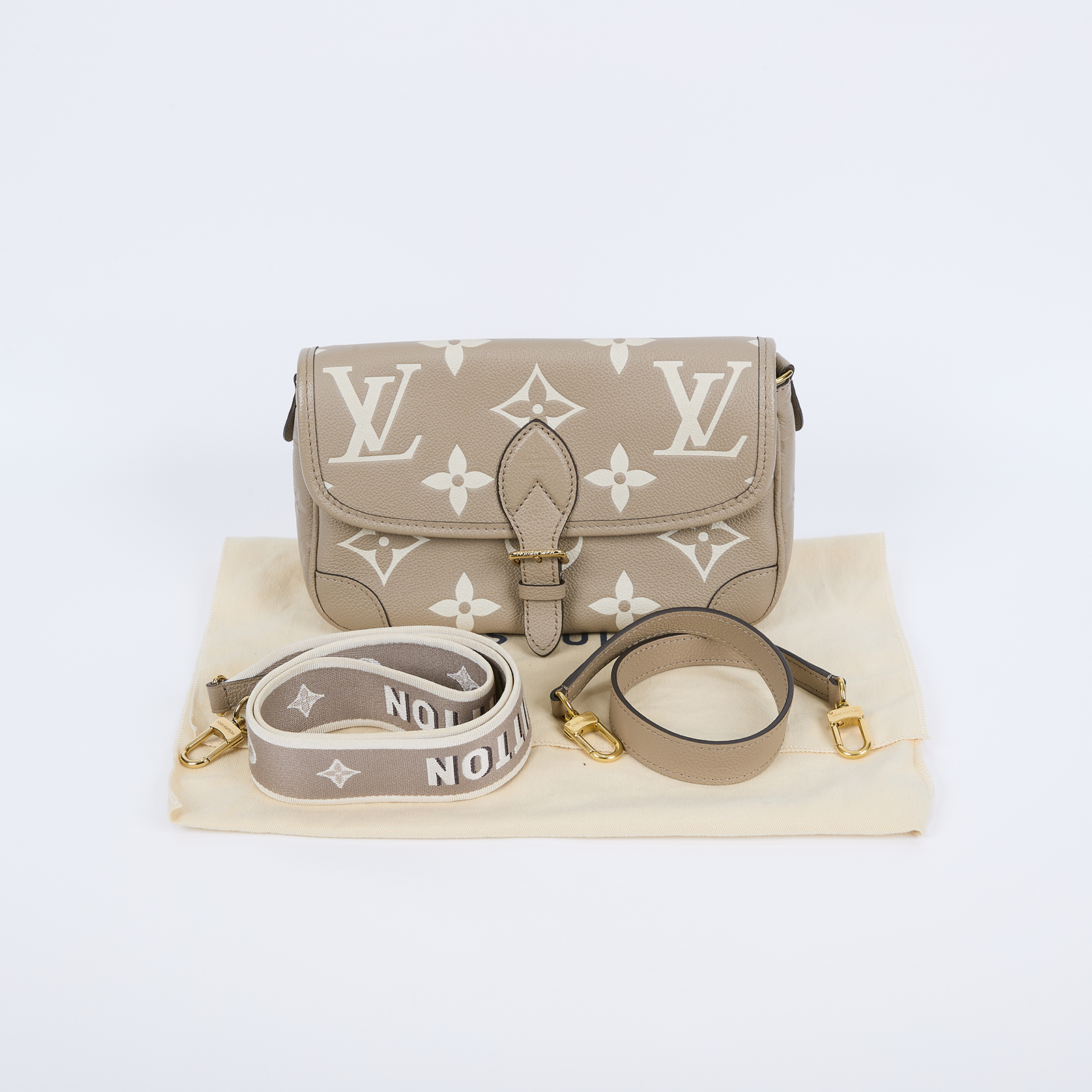 路易威登 LOUIS VUITTON Diane 腋下包法棍 單肩背包 斑鳩灰 奶油色 M46583 晶片款 斑鳩灰DIANE 防塵袋/背帶2