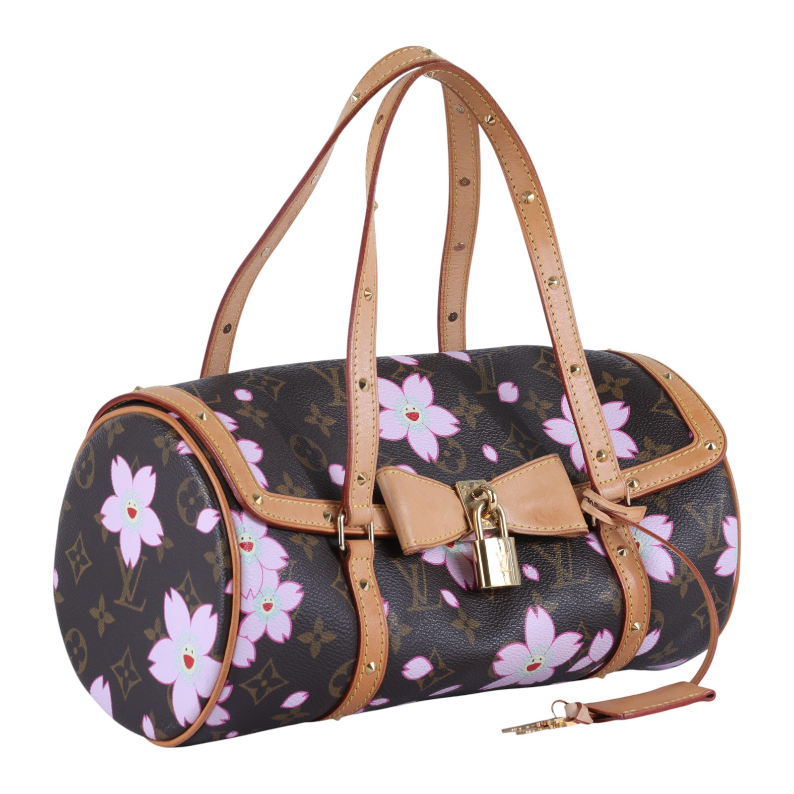 路易威登 LOUIS VUITTON 村上隆 Monogram PAPILLON 手提包 M92009 原花村上隆櫻花圓筒包PAPILLON 防塵袋