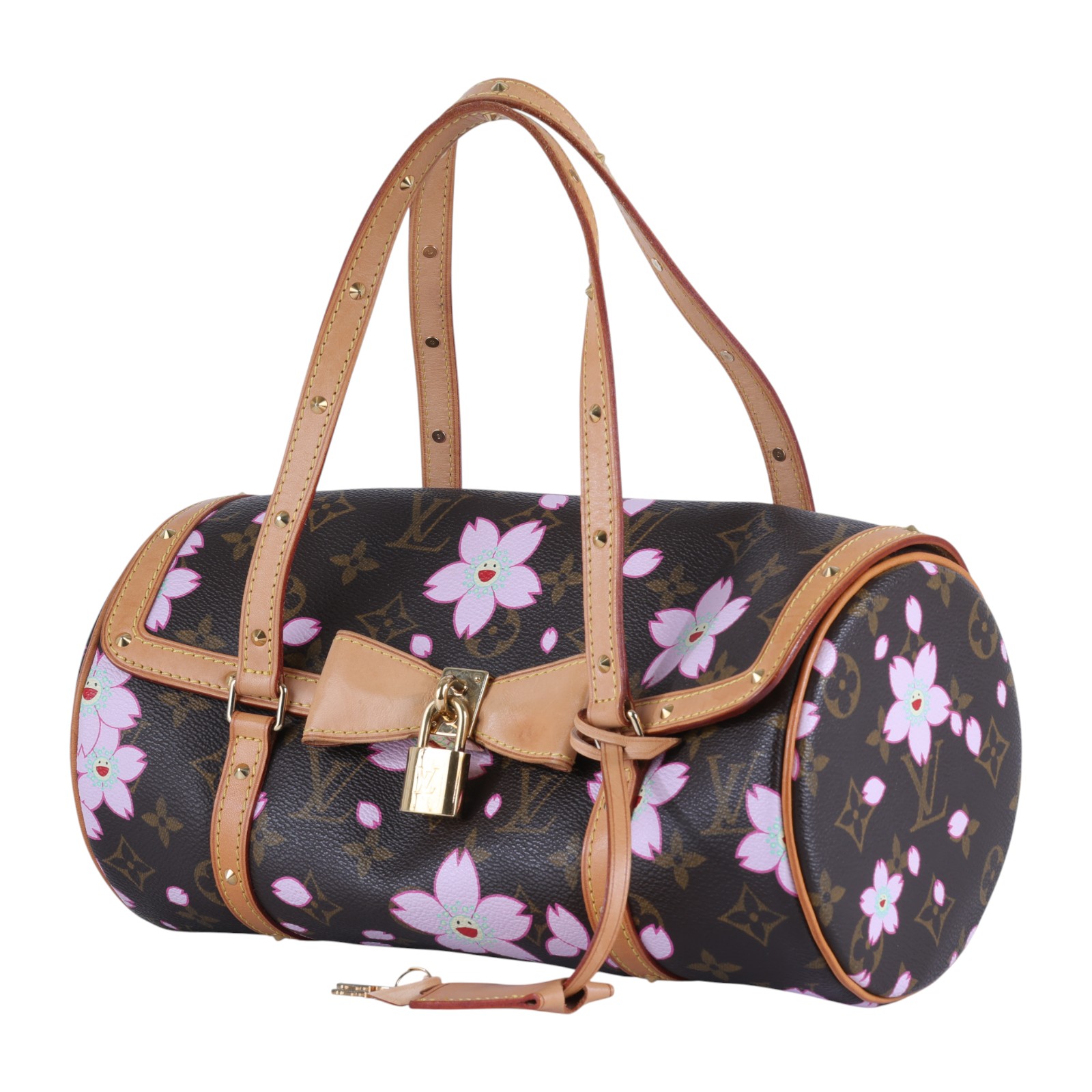 路易威登 LOUIS VUITTON 村上隆 Monogram PAPILLON 手提包 M92009 原花村上隆櫻花圓筒包PAPILLON 防塵袋