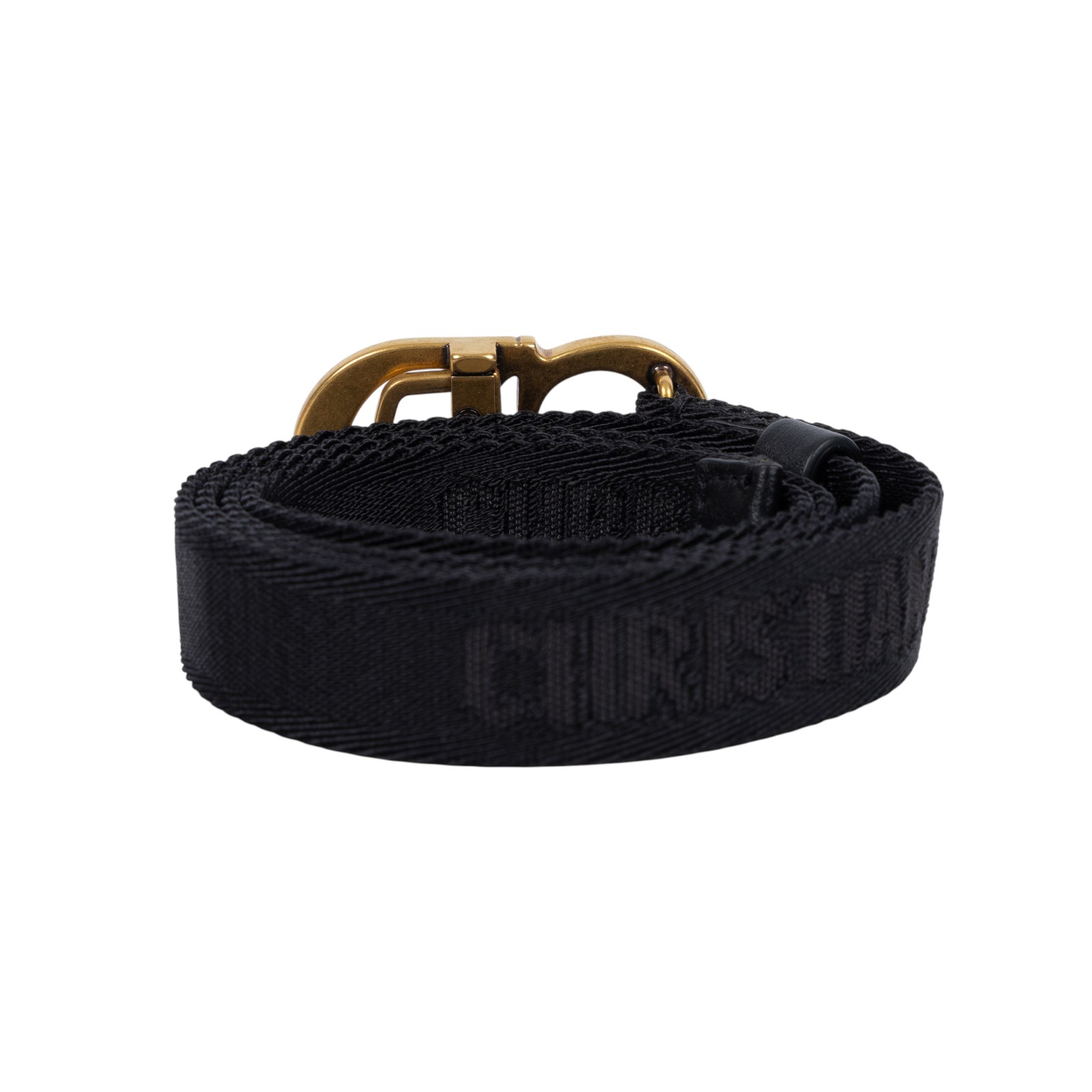 迪奧 CHRISTIAN DIOR CD Saddle 腰帶 0WBM11BLTA CD黑尼龍腰帶 原廠盒子/防塵袋