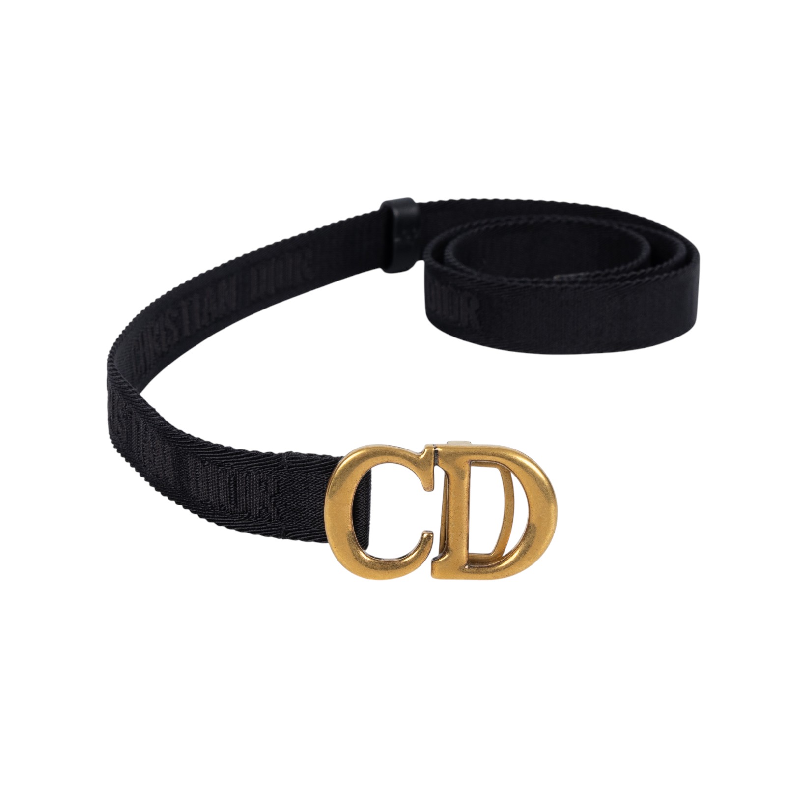 迪奧 CHRISTIAN DIOR CD Saddle 腰帶 0WBM11BLTA CD黑尼龍腰帶 原廠盒子/防塵袋