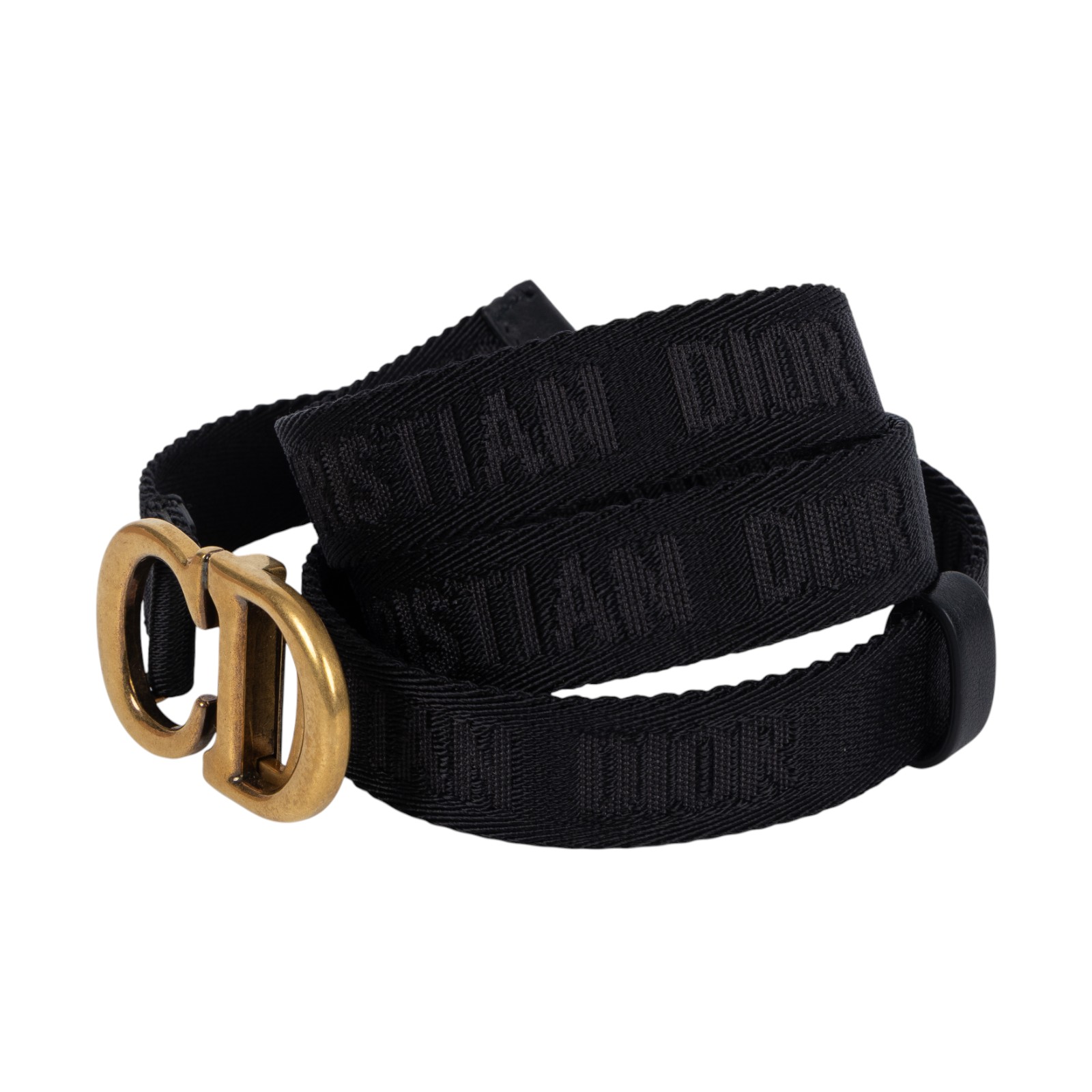 迪奧 CHRISTIAN DIOR CD Saddle 腰帶 0WBM11BLTA CD黑尼龍腰帶 原廠盒子/防塵袋
