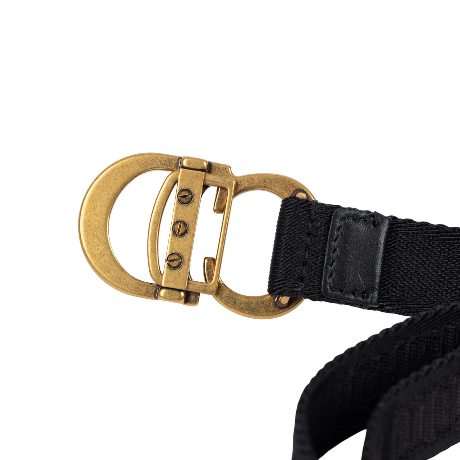 迪奧 CHRISTIAN DIOR CD Saddle 腰帶 0WBM11BLTA CD黑尼龍腰帶 原廠盒子/防塵袋