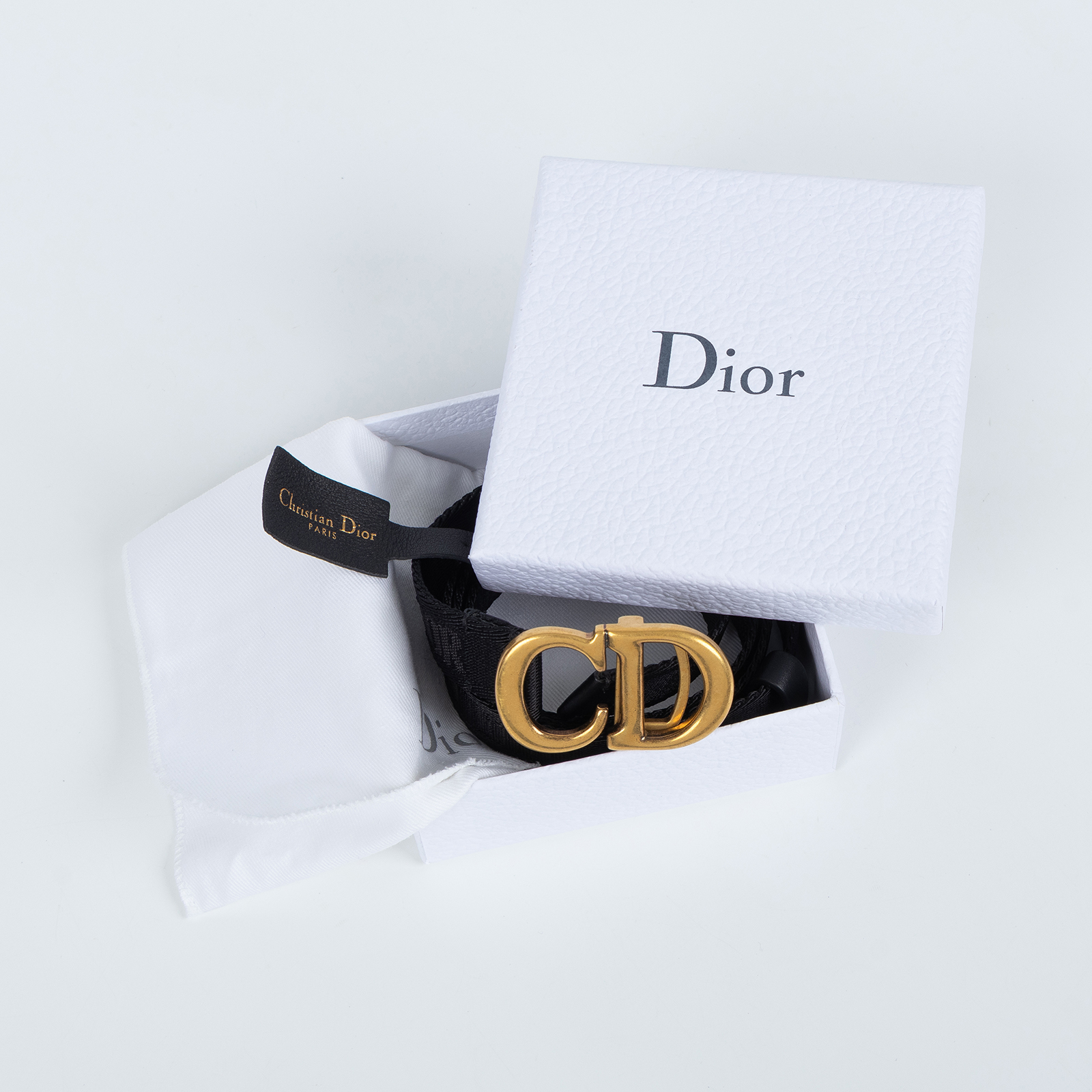 迪奧 CHRISTIAN DIOR CD Saddle 腰帶 0WBM11BLTA CD黑尼龍腰帶 原廠盒子/防塵袋
