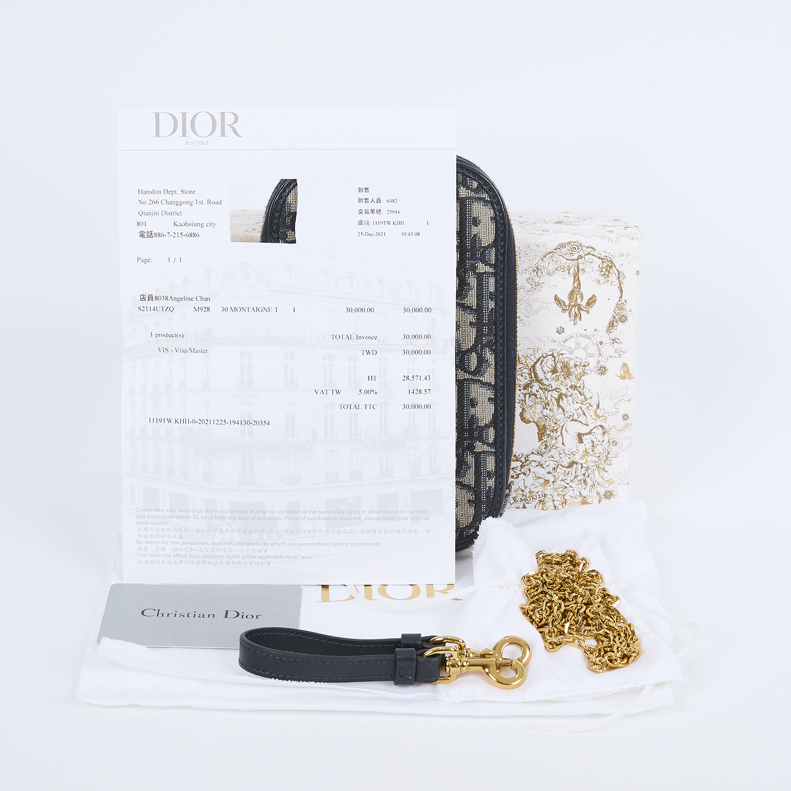 迪奧 CHRISTIAN DIOR 30 Montaigne Call in Dior 手機包 S2114UTZQ  防塵袋/原廠盒子/背帶2/購買證明正本