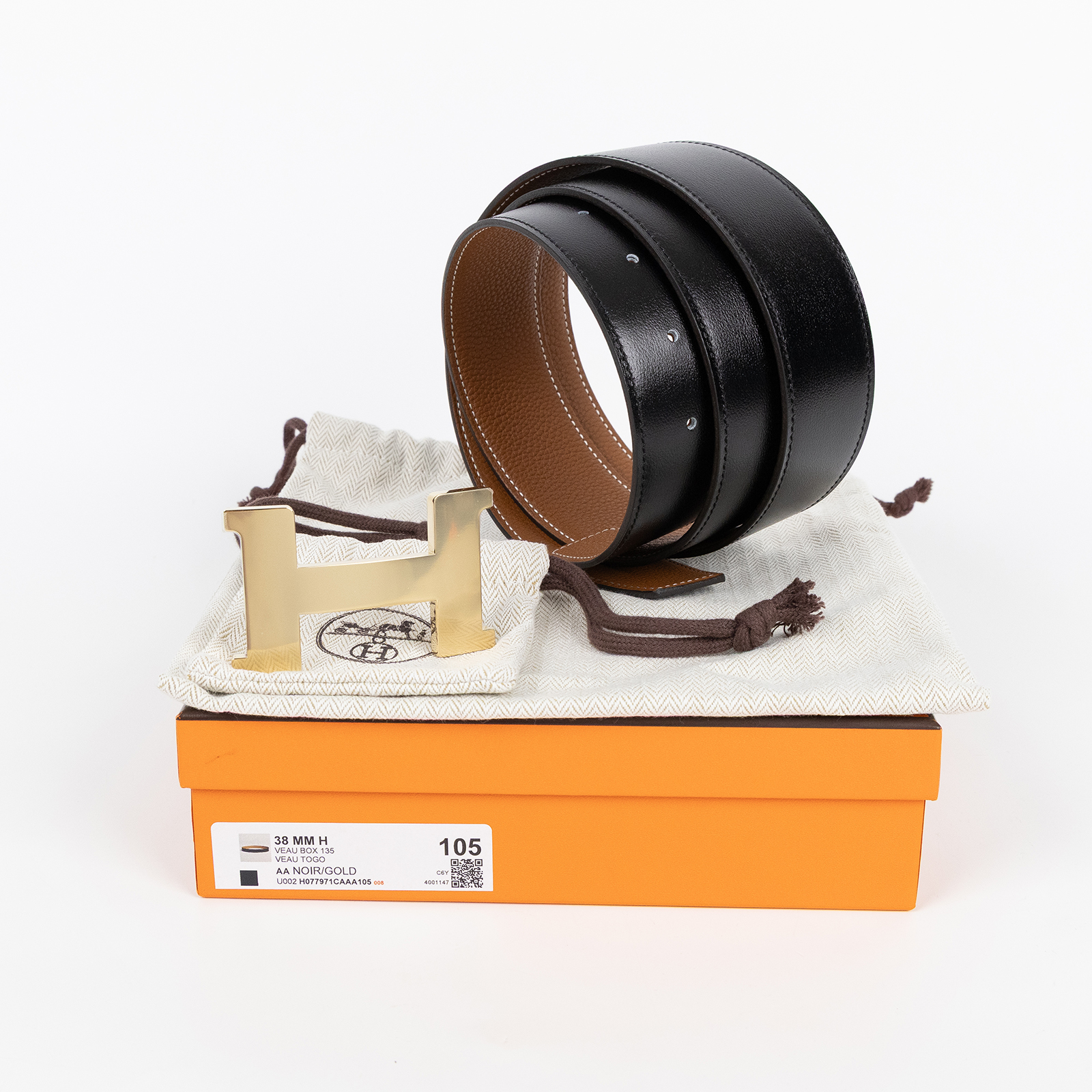 愛馬仕 Hermes Constance皮帶釦 38 mm 雙面皮革腰帶  H074562CUZ3pH077971CAAA105 /W CY 490 FB/ST 02 84  原廠盒子/防塵袋x2