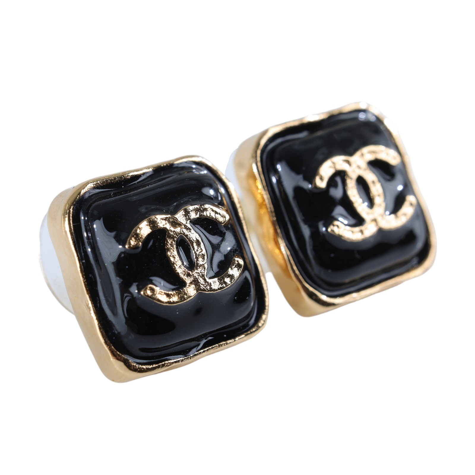 香奈兒 CHANEL CC LOGO 耳環 耳釘 ABC253/B25V 黑金方塊雙C耳環 原廠盒子/購買證明正本