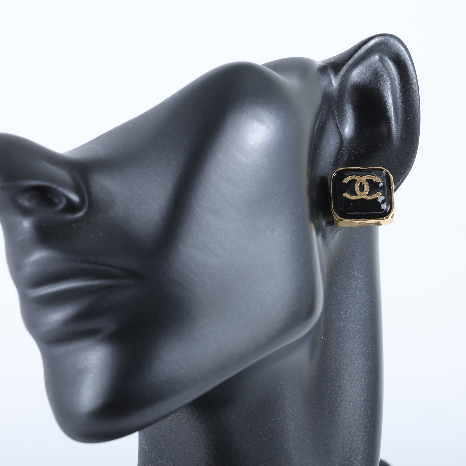 香奈兒 CHANEL CC LOGO 耳環 耳釘 ABC253/B25V 黑金方塊雙C耳環 原廠盒子/購買證明正本