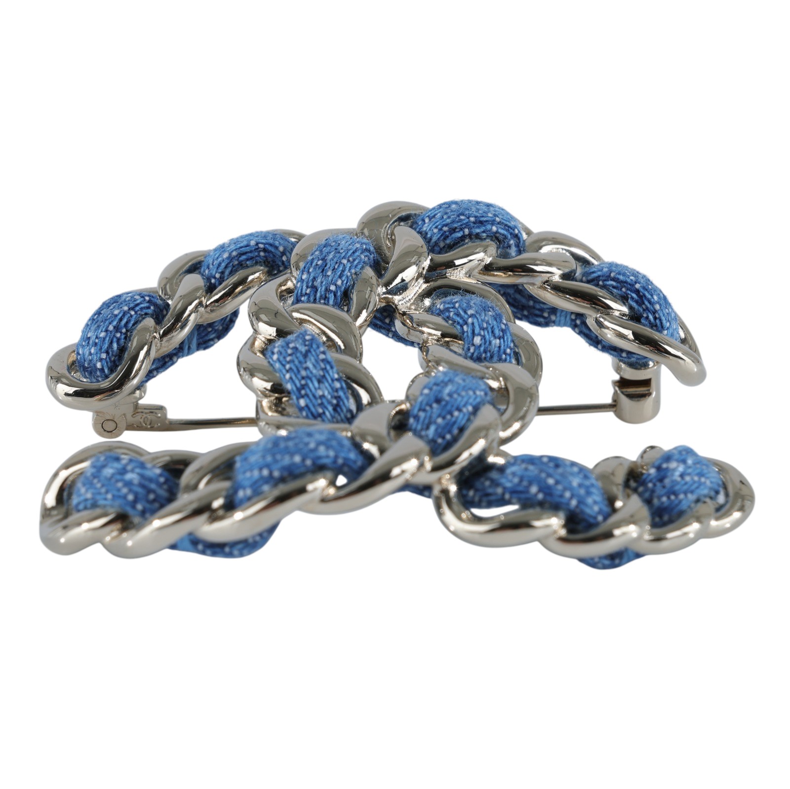 香奈兒 CHANEL CC LOGO 胸針 ABF175/B25P 牛仔皮穿鍊雙C胸針 原廠盒子/購買證明正本