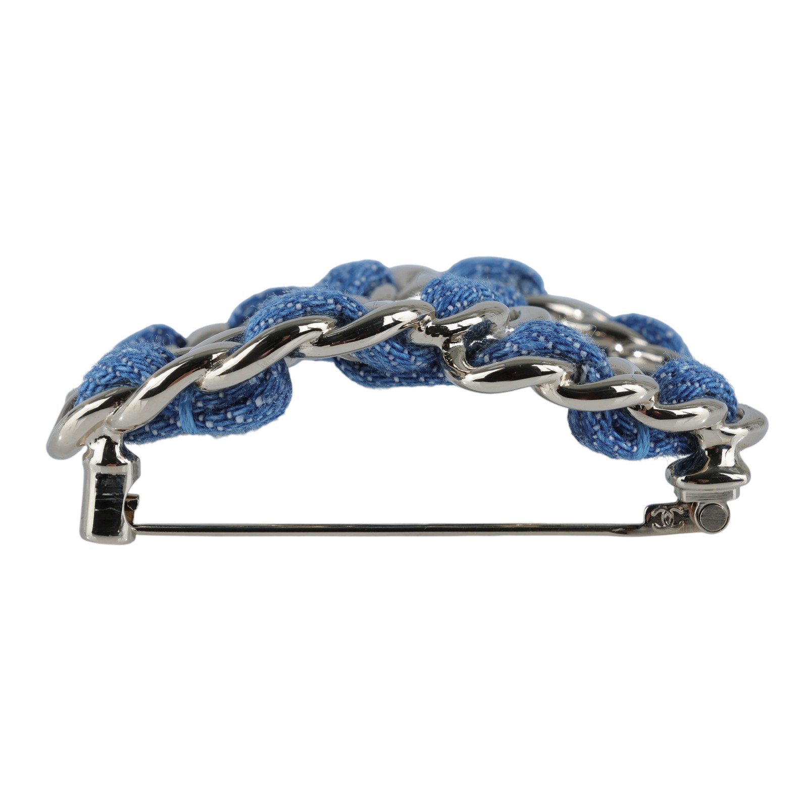 香奈兒 CHANEL CC LOGO 胸針 ABF175/B25P 牛仔皮穿鍊雙C胸針 原廠盒子/購買證明正本