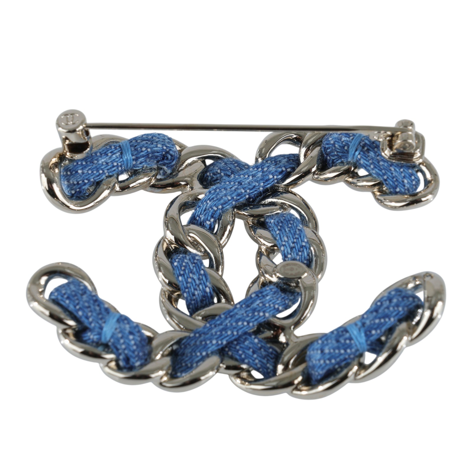 香奈兒 CHANEL CC LOGO 胸針 ABF175/B25P 牛仔皮穿鍊雙C胸針 原廠盒子/購買證明正本