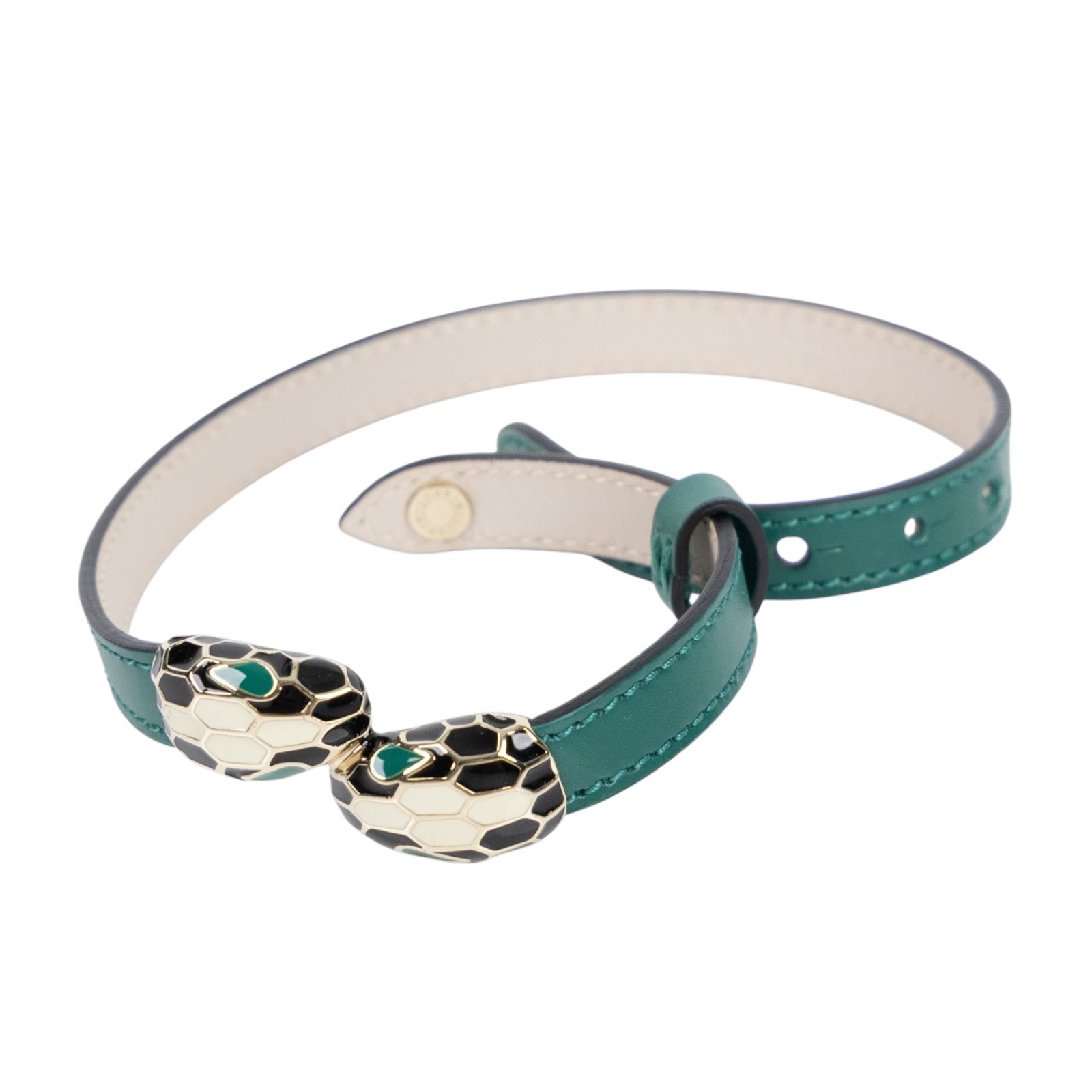 寶格麗 BVLGARI Serpenti Forever 手鍊 39997_S 綠雙蛇頭雙圈手環 原廠盒子/保書